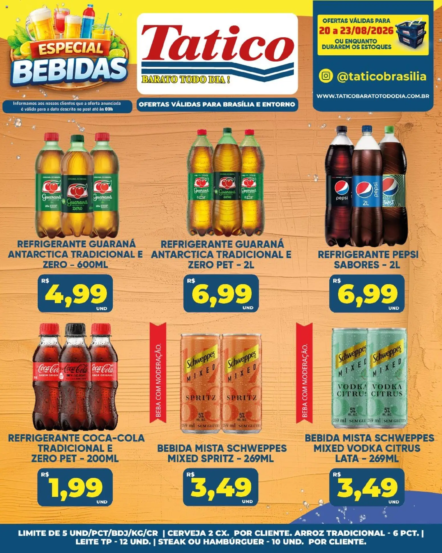 Tatico Folheto - válido de 21/08/2026 | Página: 20 | Produtos: Steak, Cola, Bebidas, Leite