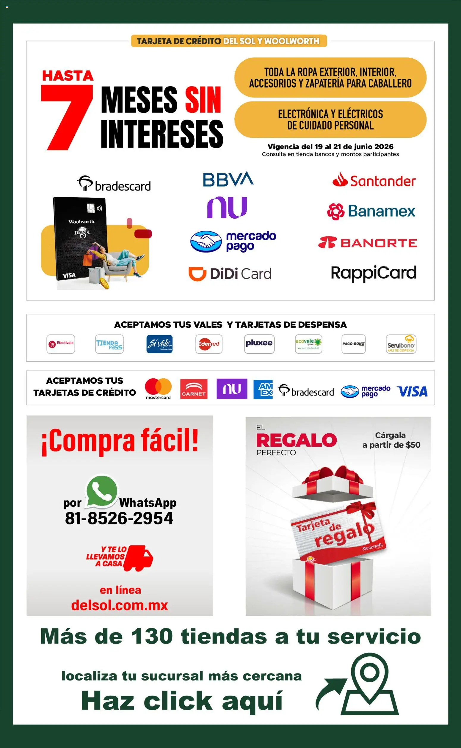 Nuevas ofertas de Del Sol y Woolworth válidas en toda la República Mexicana desde el 19.06.2026. ¡Encuentra las mejores ofertas en Del Sol y Woolworth catálogo! | Página: 23