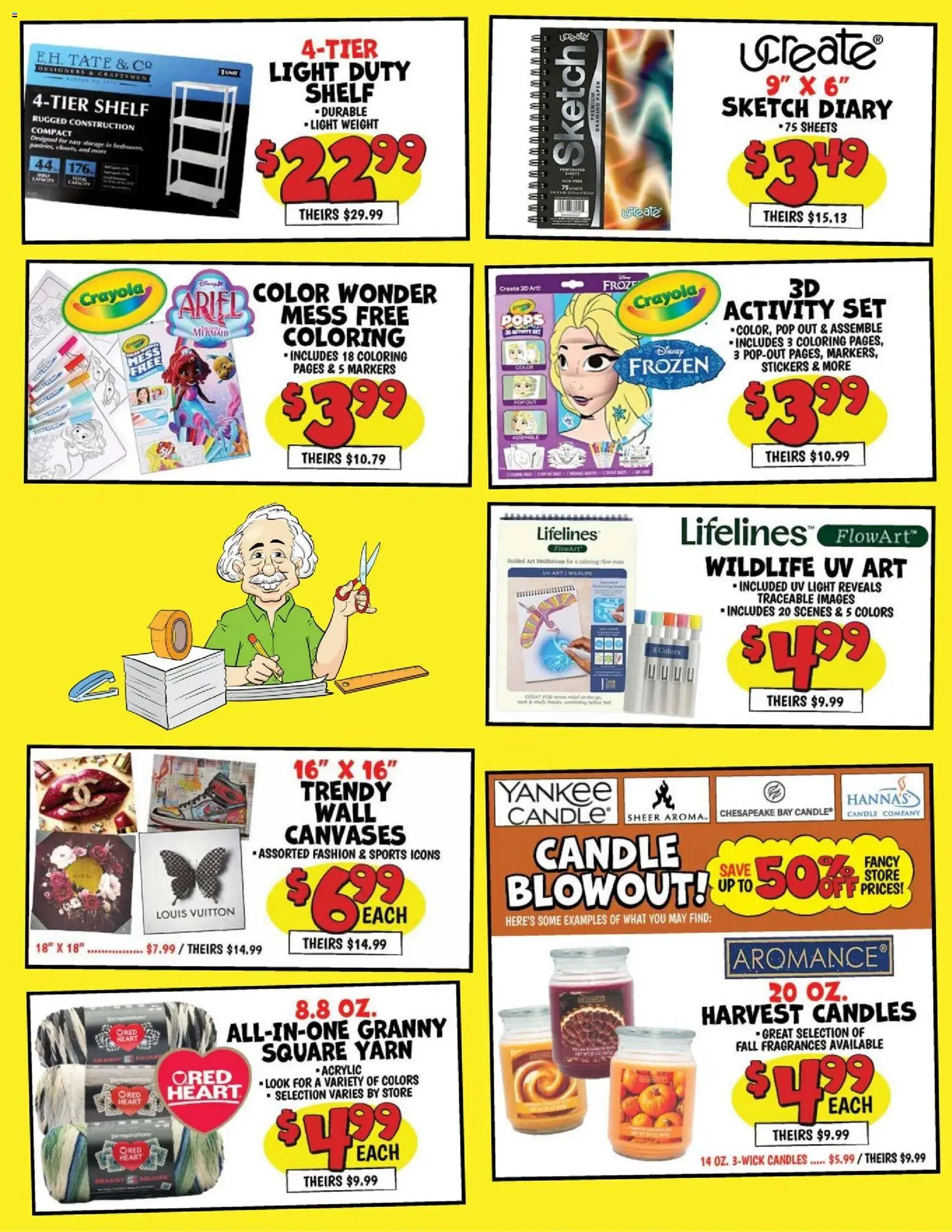 Ollie's Weekly Ad - valid from 09/18/2026 | Page: 2 | Products: Yarn, Candles, Acrylic, Weight