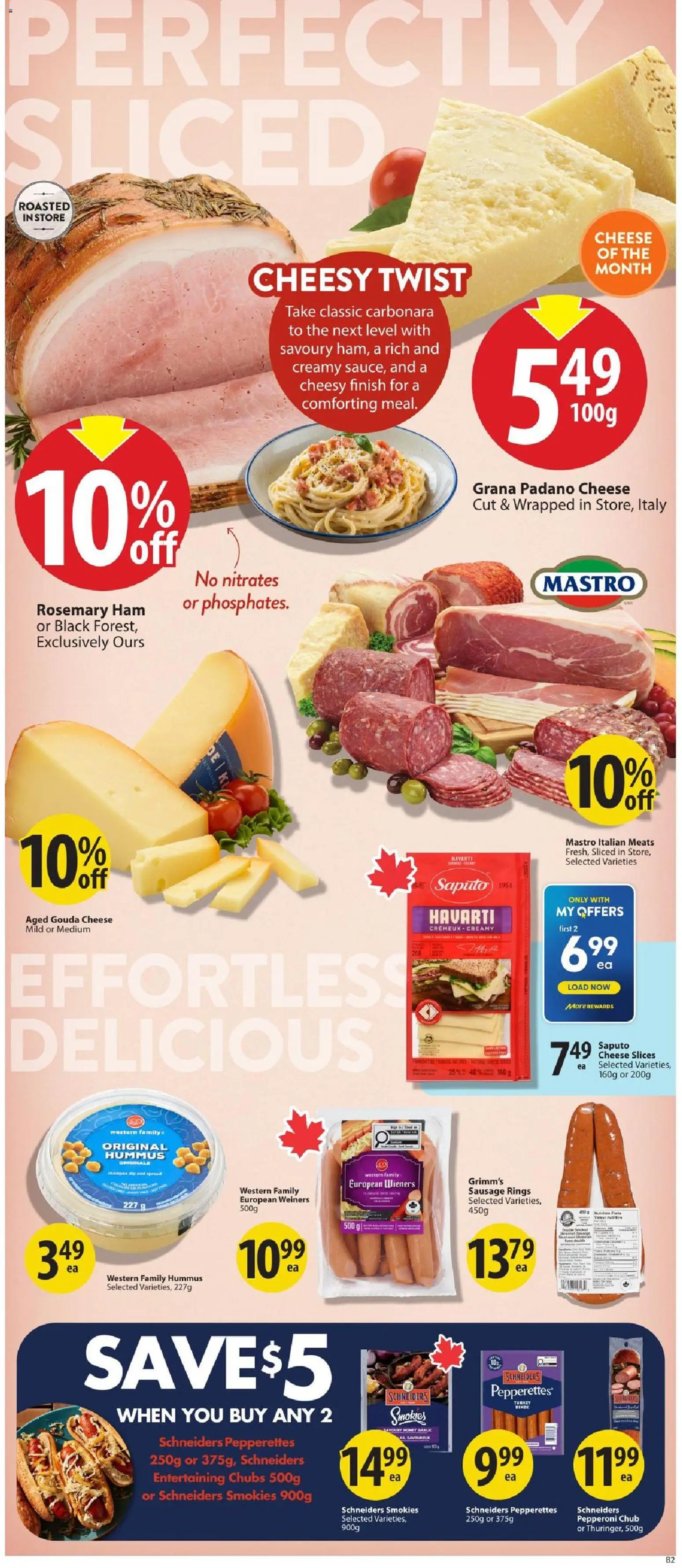Save on foods flyer valid from Aug 13, 2026 | Page: 14 | Products: Hummus, Gouda, Garlic, Gouda cheese