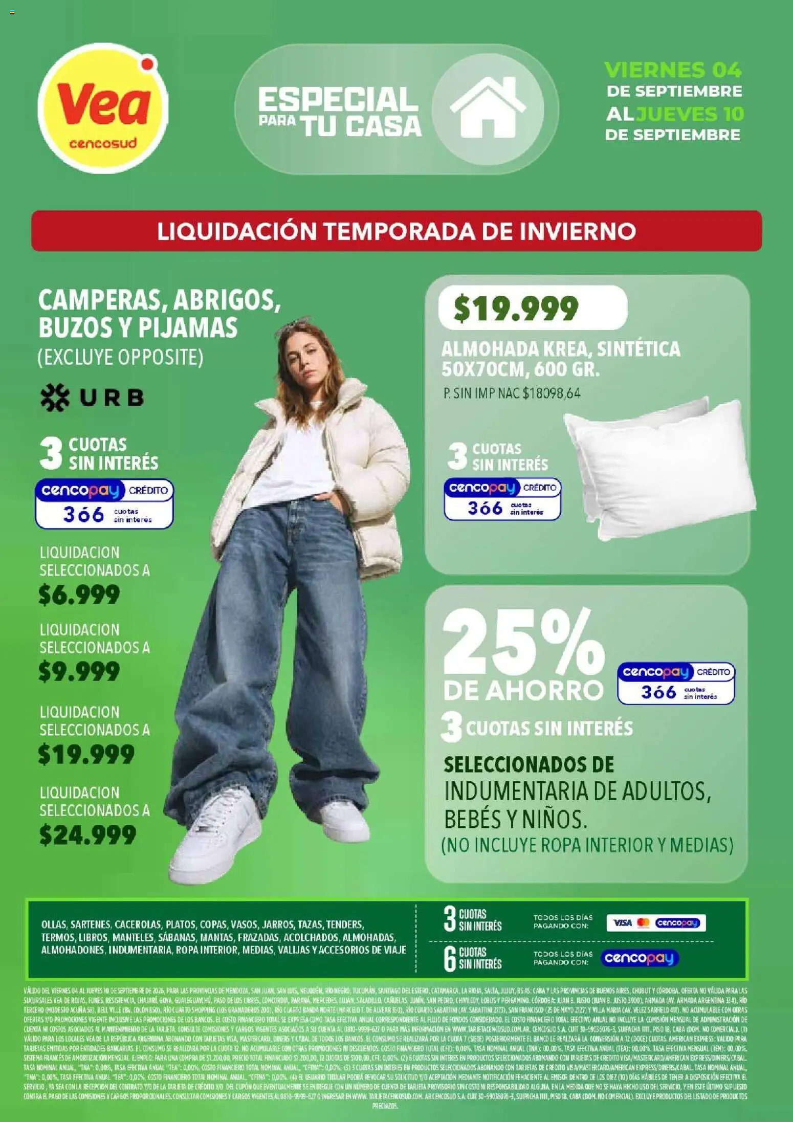 Vea - Especial para tu casa │ válido desde el 04/09/2026 | Página: 8 | Productos: Almohada, Ropa, Ropa interior, Medias