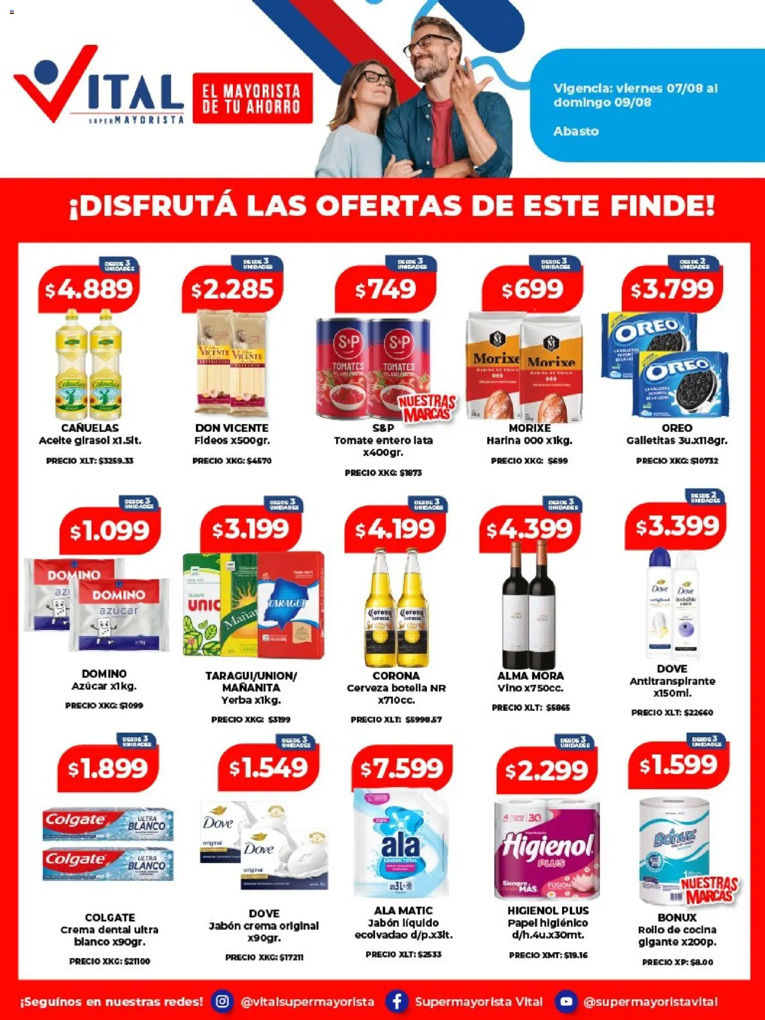 Vital - Ofertas fin Abasto │ válido desde el 07/08/2026 | Página: 1 | Productos: Aceite, Jabón líquido, Tomates, Fideos