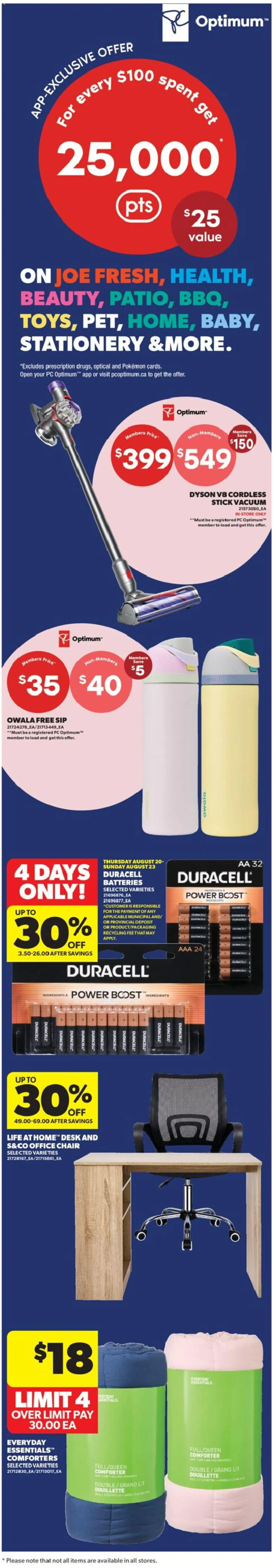 Real Canadian Superstore flyer valid from Aug 20, 2026 | Page: 2 | Products: PC, Batteries, Chair, Ingredients