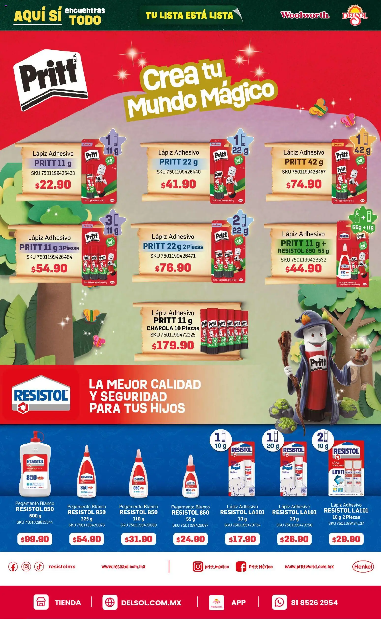 Nuevas ofertas de Del Sol y Woolworth válidas en toda la República Mexicana desde el 25/06/2026. ¡Encuentra las mejores ofertas en Del Sol y Woolworth catálogo Back To School! | Página: 19 | Productos: Pegamento