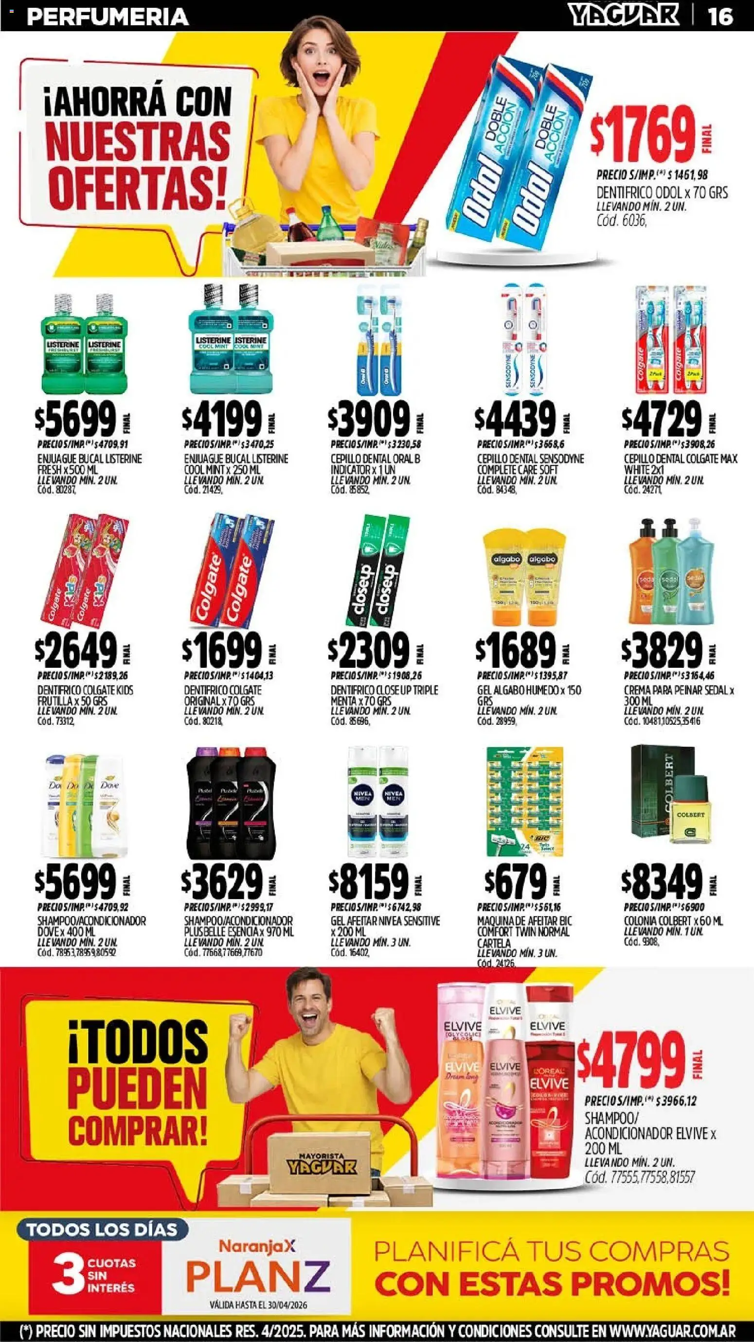 Yaguar - Oferta Semanal Trelew │ válido desde el 11.05.2026 | Página: 16 | Productos: Cepillo, Acondicionador, Enjuague bucal, Crema