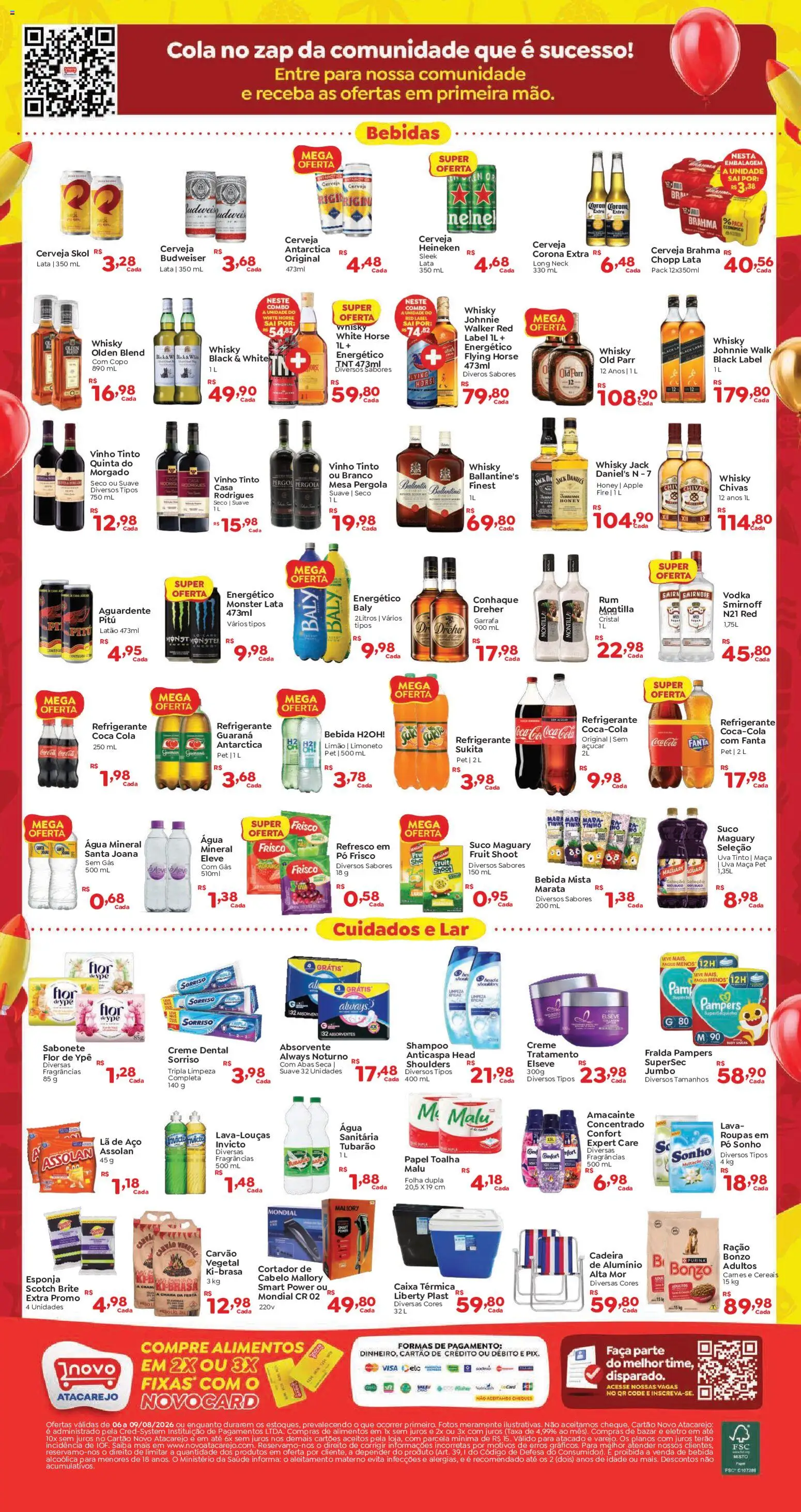 Novo Atacarejo Folheto - válido de 06/08/2026 | Página: 2 | Produtos: Guaraná, Cola, Suco, Água mineral