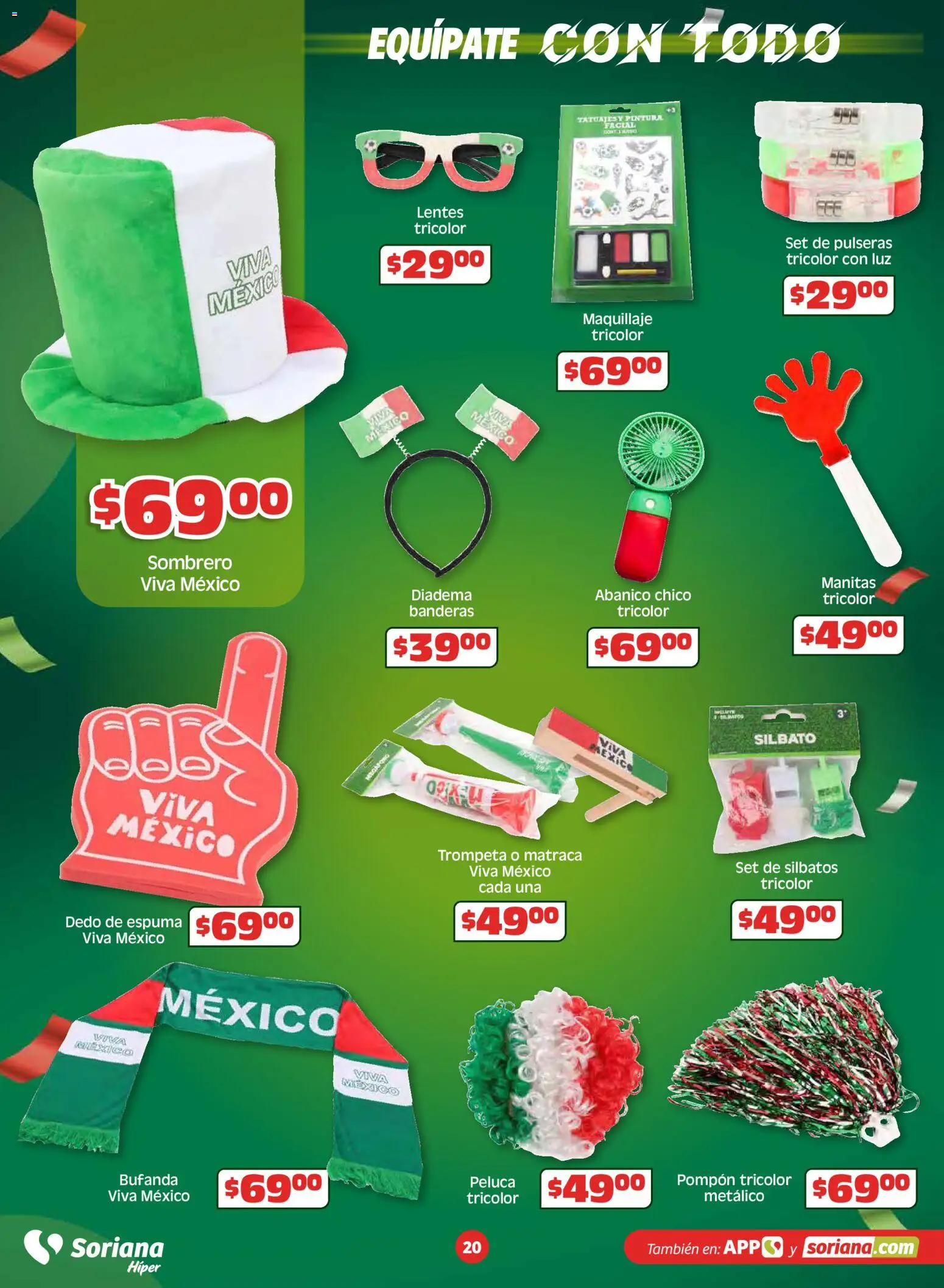 Nuevas ofertas de Soriana válidas en toda la República Mexicana desde el 14.05.2026. ¡Encuentra las mejores ofertas en Soriana En México apoyamos con todo Híper Nacional! | Página: 20 | Productos: Bufanda, Sombrero, Lentes, Espuma