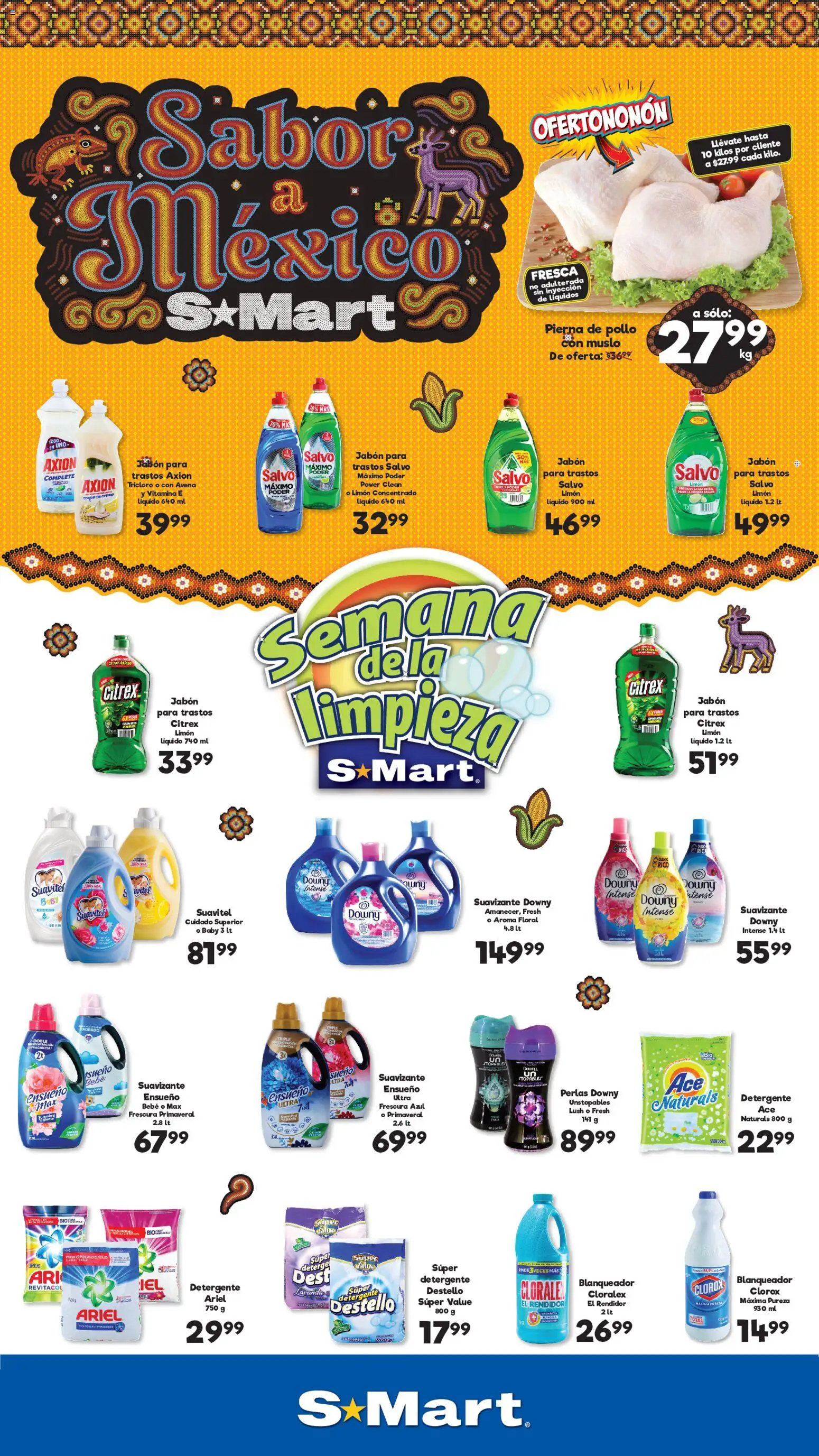 Nuevas ofertas de S-Mart válidas en toda la República Mexicana desde el 04/09/2026. ¡Encuentra las mejores ofertas en S-Mart folleto Ofertas de feria Monterrey! | Página: 1 | Productos: Detergente, Limón, Suavizante, Jabón