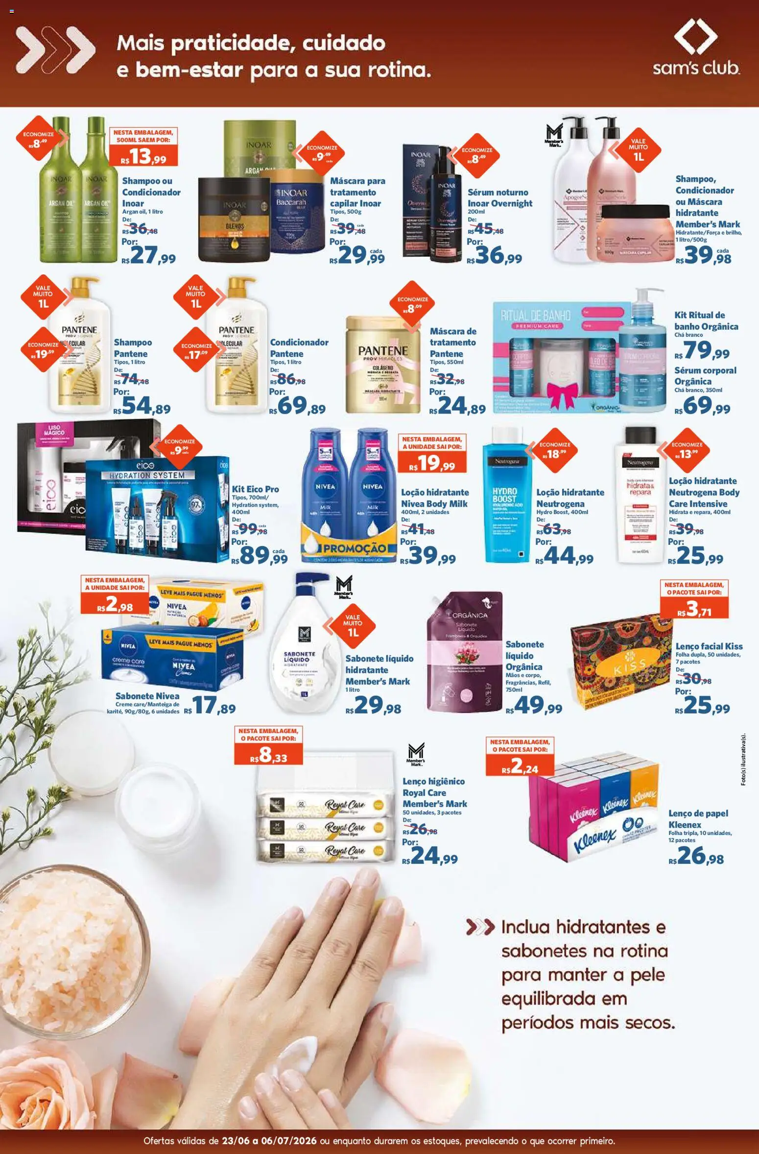 Sam's Club Folheto - válido de 23/06/2026 | Página: 10 | Produtos: Colágeno, Lenço, Creme, Sabonete