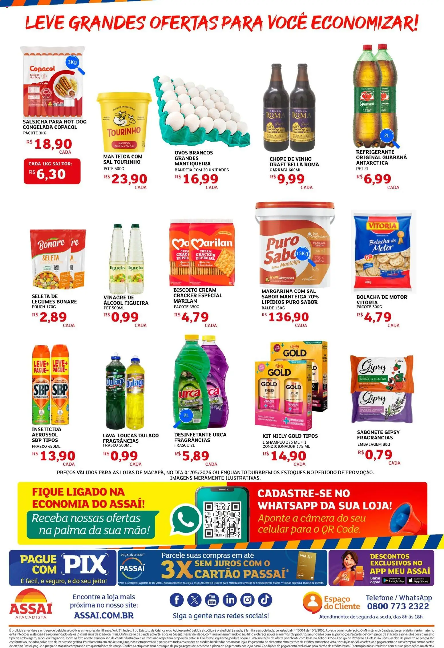 Assaí Atacadista Folheto - válido de 01.05.2026 | Página: 2 | Produtos: Biscoito, Ovos, Sabonete, Balde