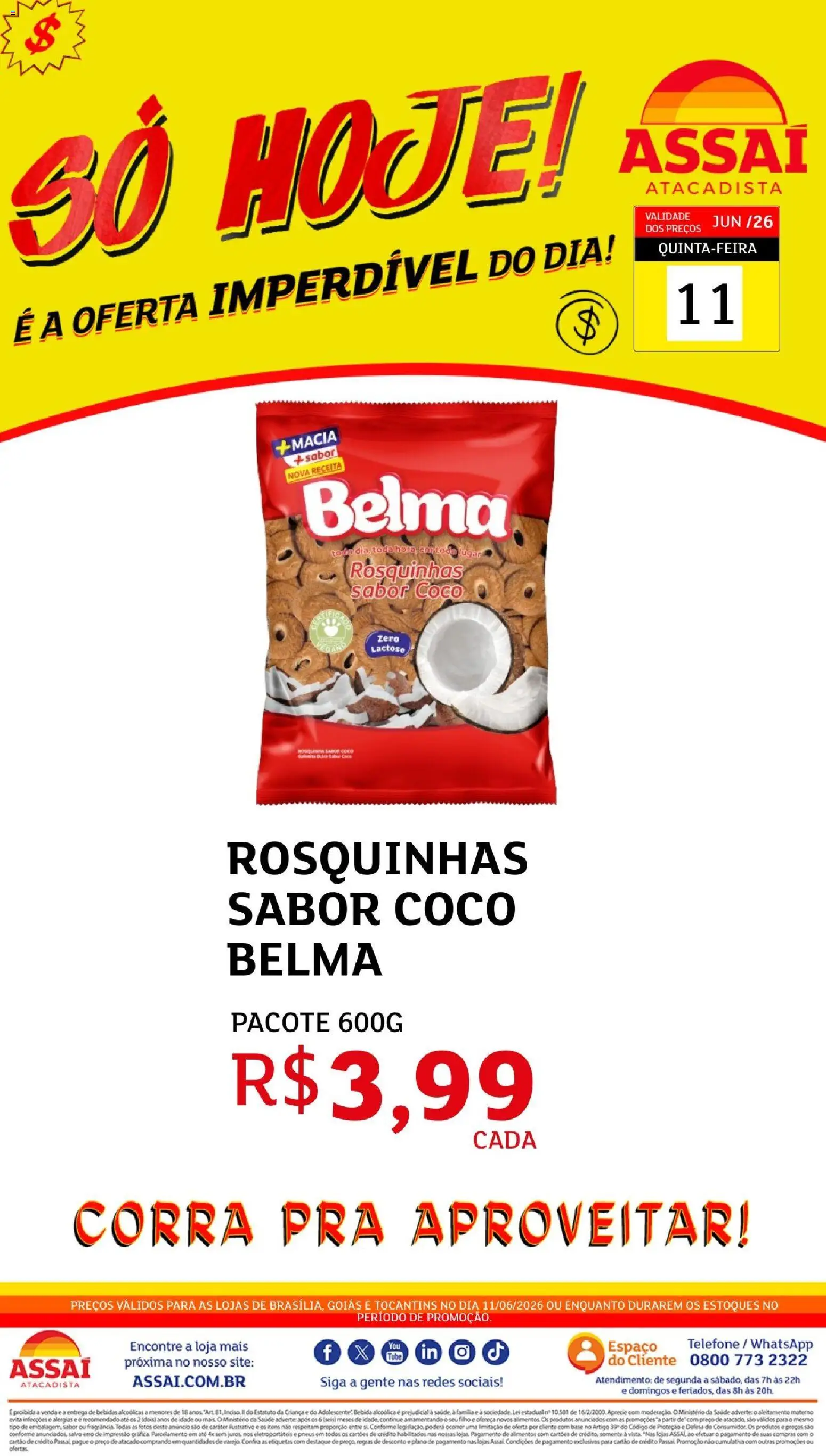 Assaí Atacadista Folheto - válido de 11.06.2026 | Página: 1 | Produtos: Pneus, Base, Bebida, Telefone