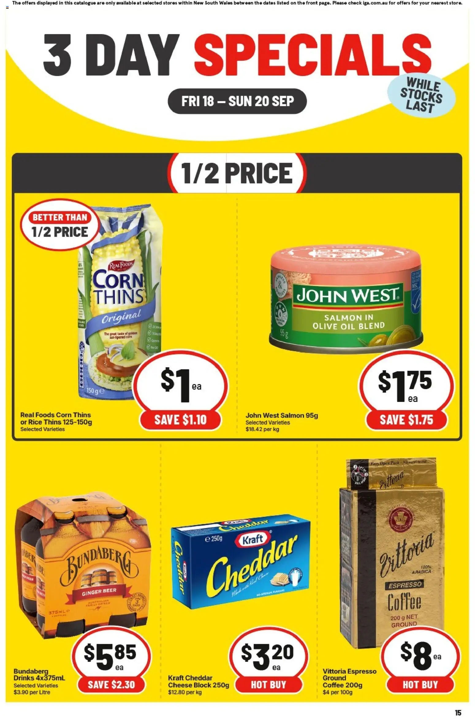 IGA catalogue - valid from 18/09/2026 | Page: 3 | Products: Oil, Coffee, Ginger, Cheddar