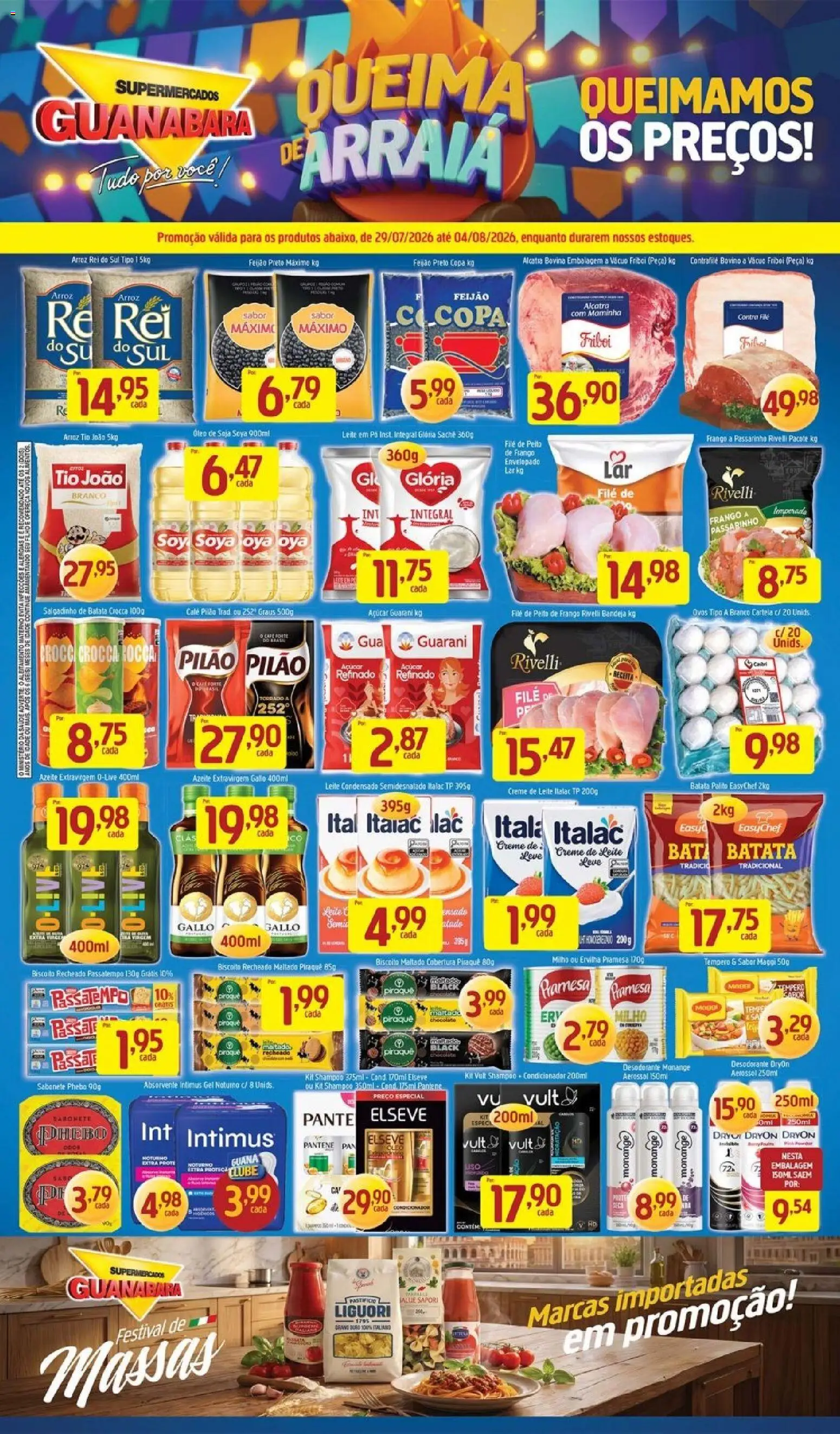 Supermercados Guanabara Folheto - válido de 29/07/2026 | Página: 16 | Produtos: Contra filé, Leite, Açúcar, Peito de frango