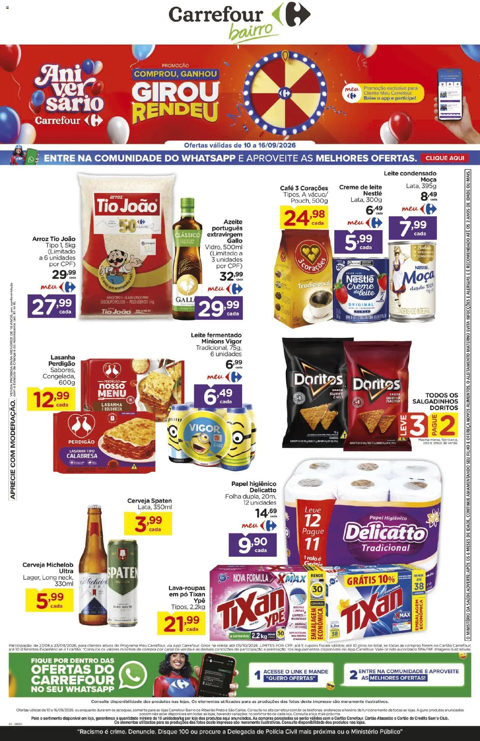 Carrefour Bairro Folheto - válido de 10/09/2026 | Página: 1 | Produtos: Arroz, Roupas, Salgadinhos, Leite condensado