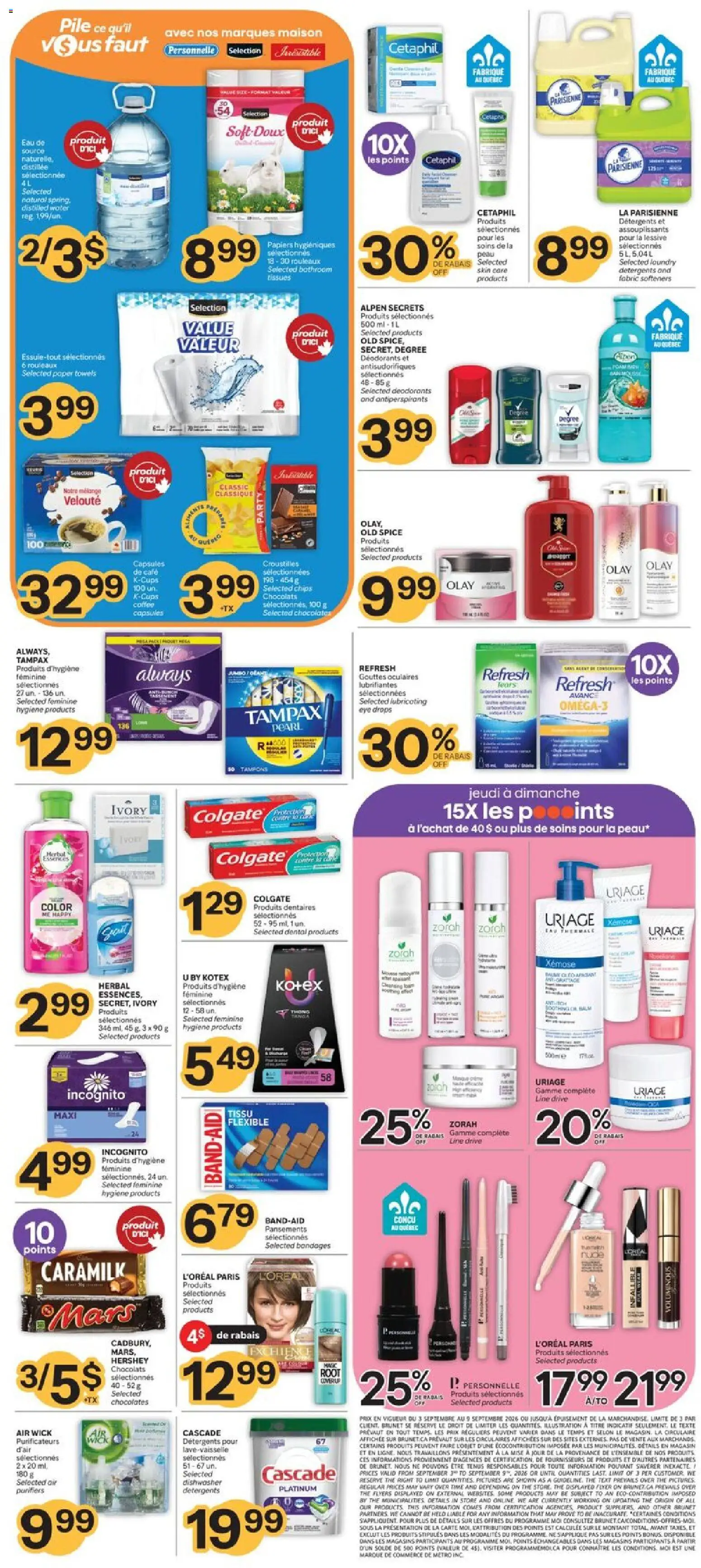 Brunet flyer valid from Sep 3, 2026 | Page: 2 | Products: Eye drops, Paper towels, Dishwasher, Towels