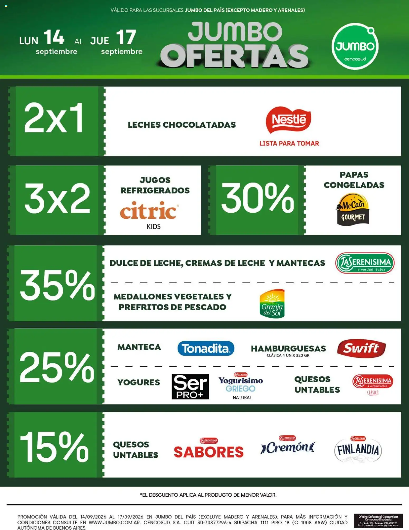 Jumbo - Ofertas | Interior │ válido desde el 14/09/2026 | Página: 2 | Productos: Teléfono, Dulce, Papas, Leche
