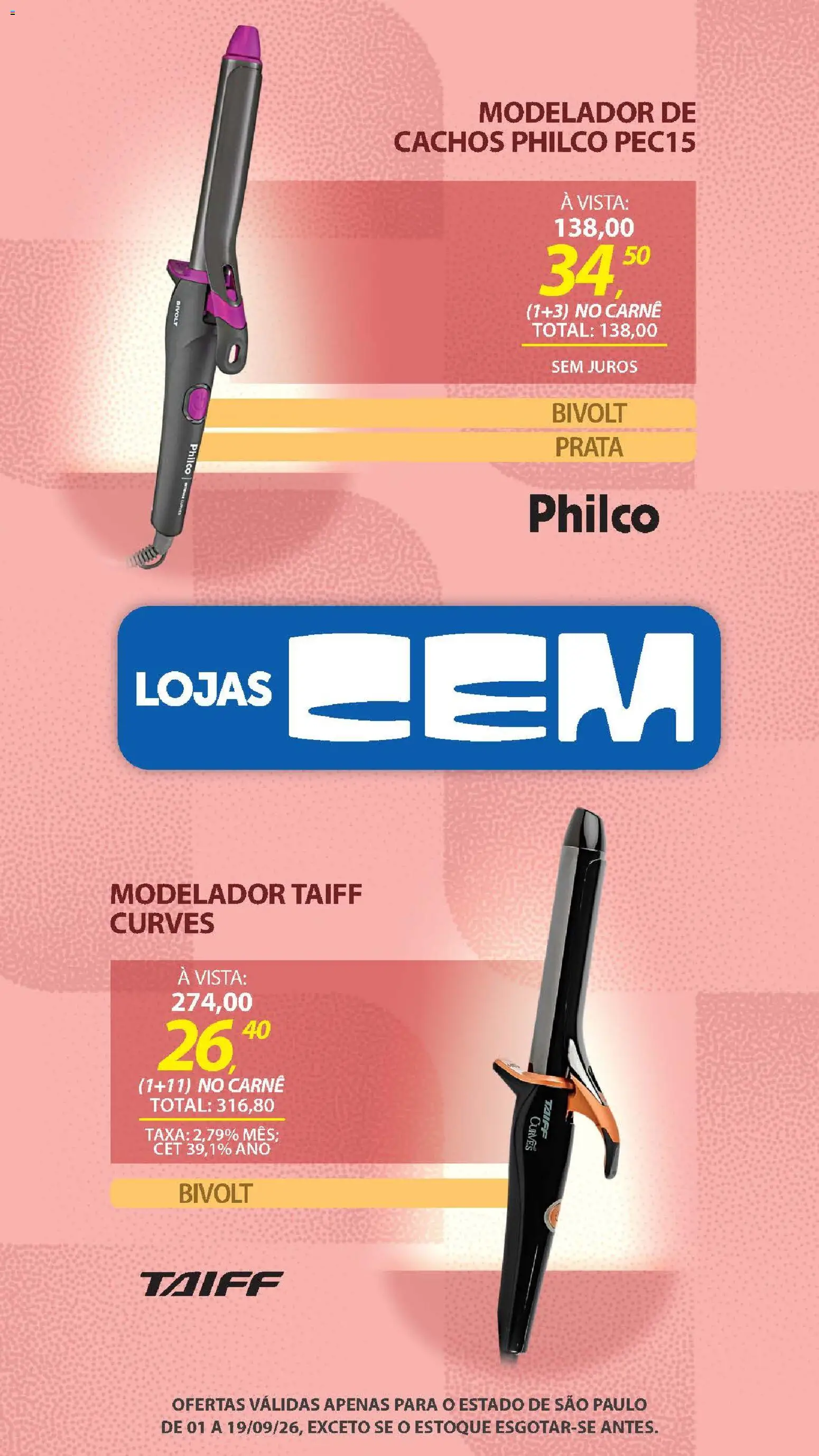 Lojas Cem Folheto - válido de 01/09/2026 | Página: 137 | Produtos: Modelador de cachos, Carne