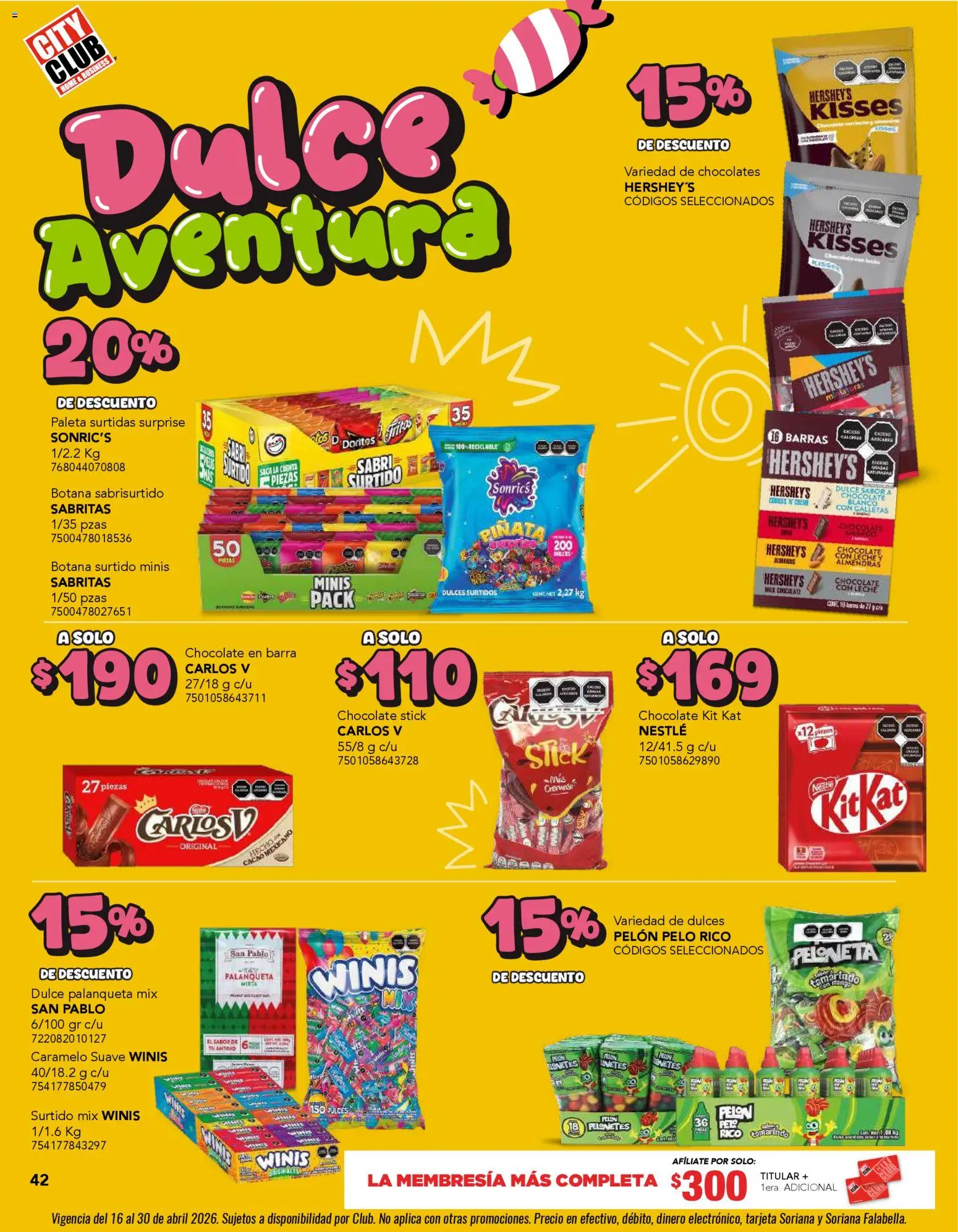 Nuevas ofertas de City Club válidas en toda la República Mexicana desde el 01.04.2026. ¡Encuentra las mejores ofertas en City Club catálogo! | Página: 42 | Productos: Paleta, Dulces, Cacao, Barra