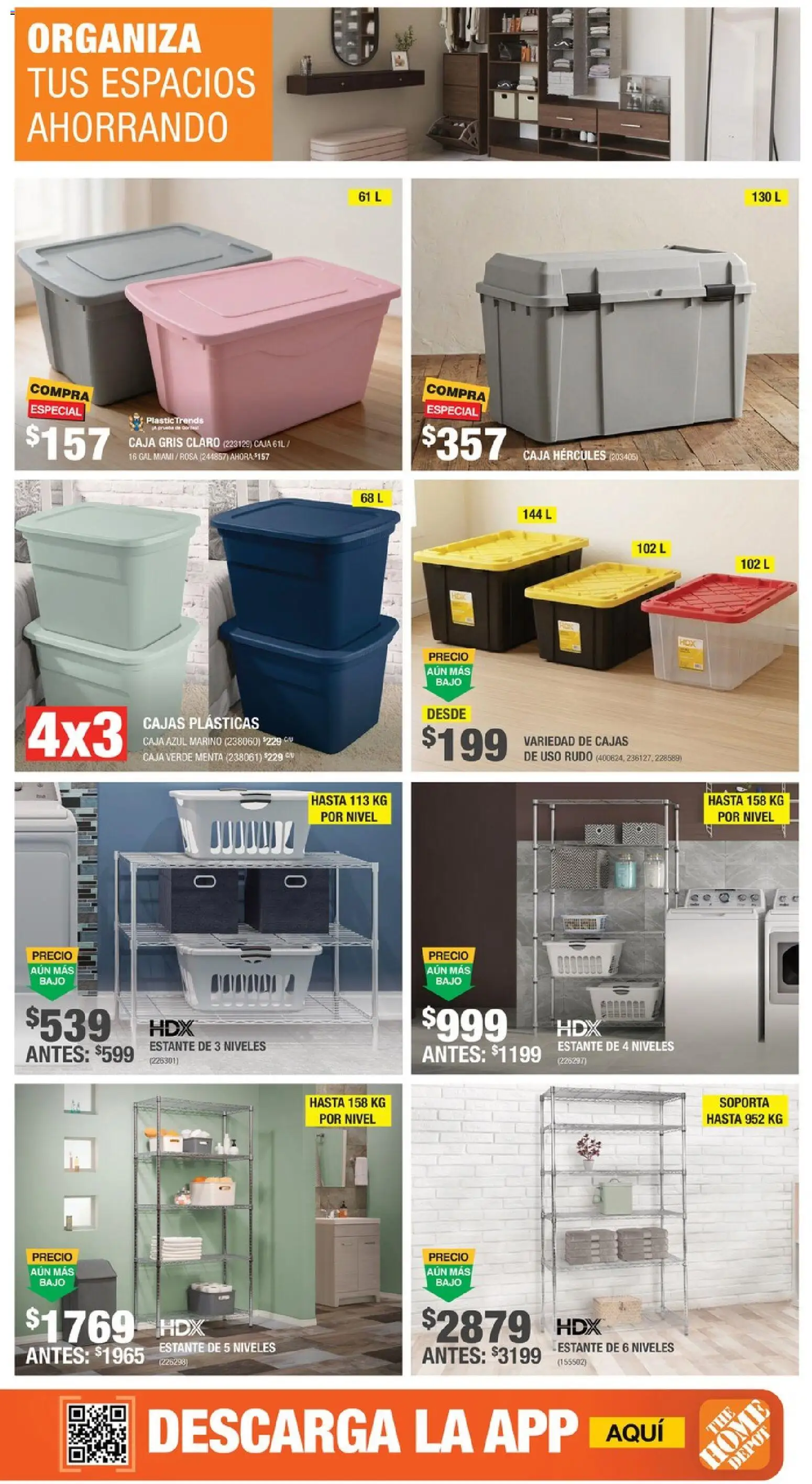 Nuevas ofertas de Home Depot válidas en toda la República Mexicana desde el 13/08/2026. ¡Encuentra las mejores ofertas en Home Depot catálogo! | Página: 6 | Productos: Estante, Caja