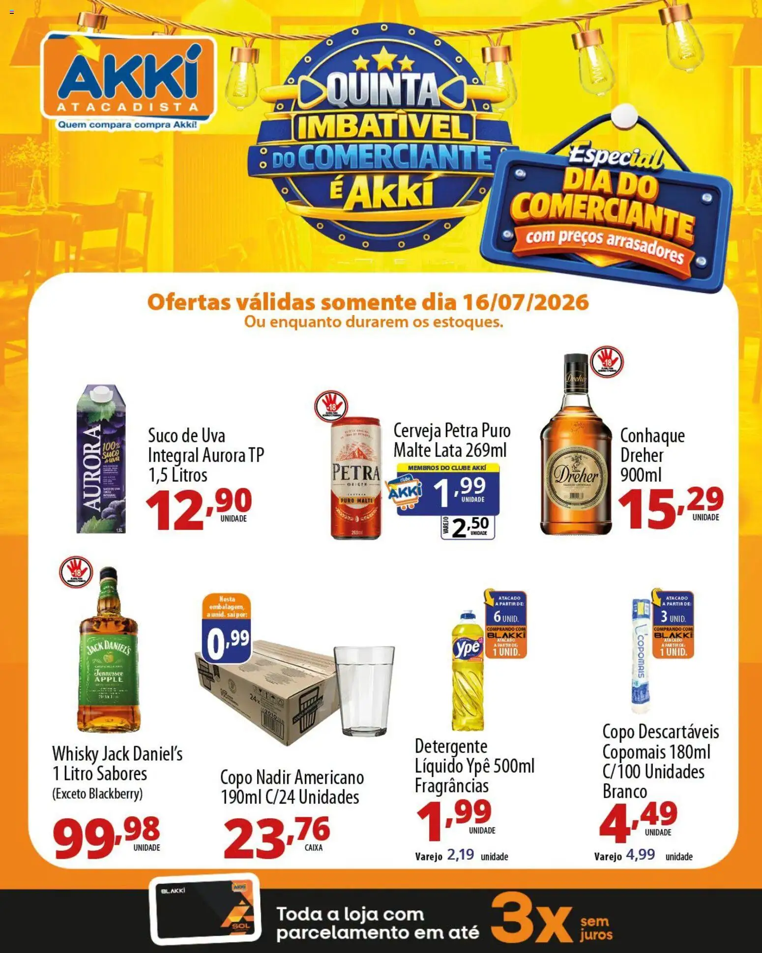Akki Atacadista Folheto - válido de 16/07/2026 | Página: 4 | Produtos: Whisky, Conhaque, Detergente, Cerveja