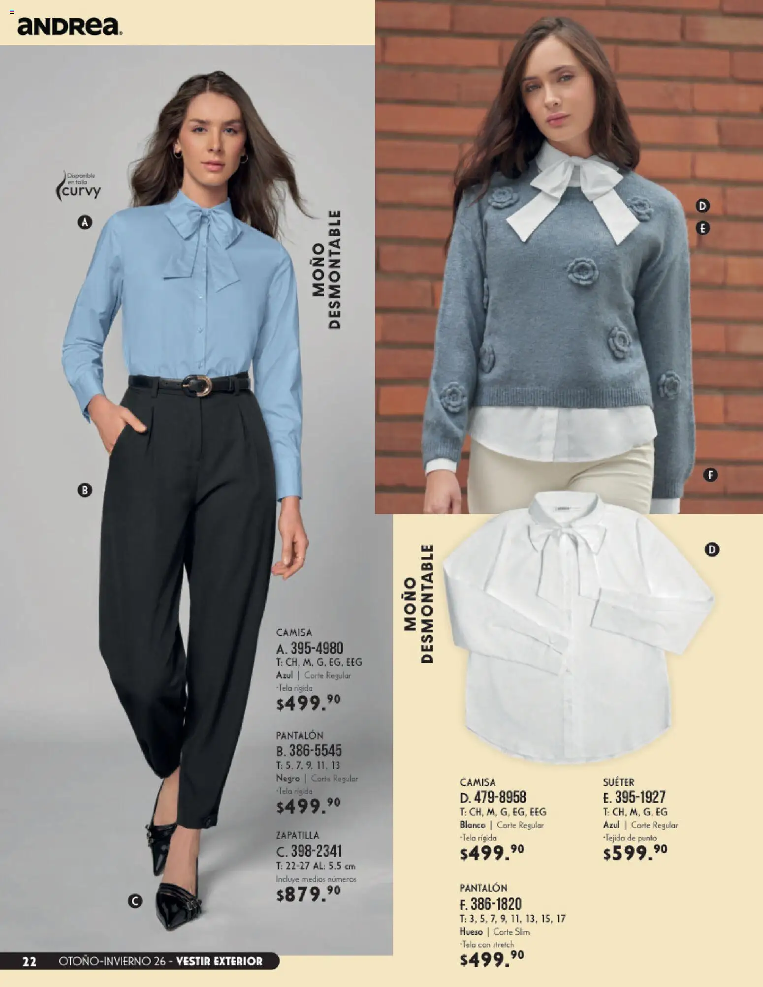 Nuevas ofertas de Andrea válidas en toda la República Mexicana desde el 23/08/2026. ¡Encuentra las mejores ofertas en Andrea catálogo Vestir! | Página: 22 | Productos: Suéter, Camisa, Moño