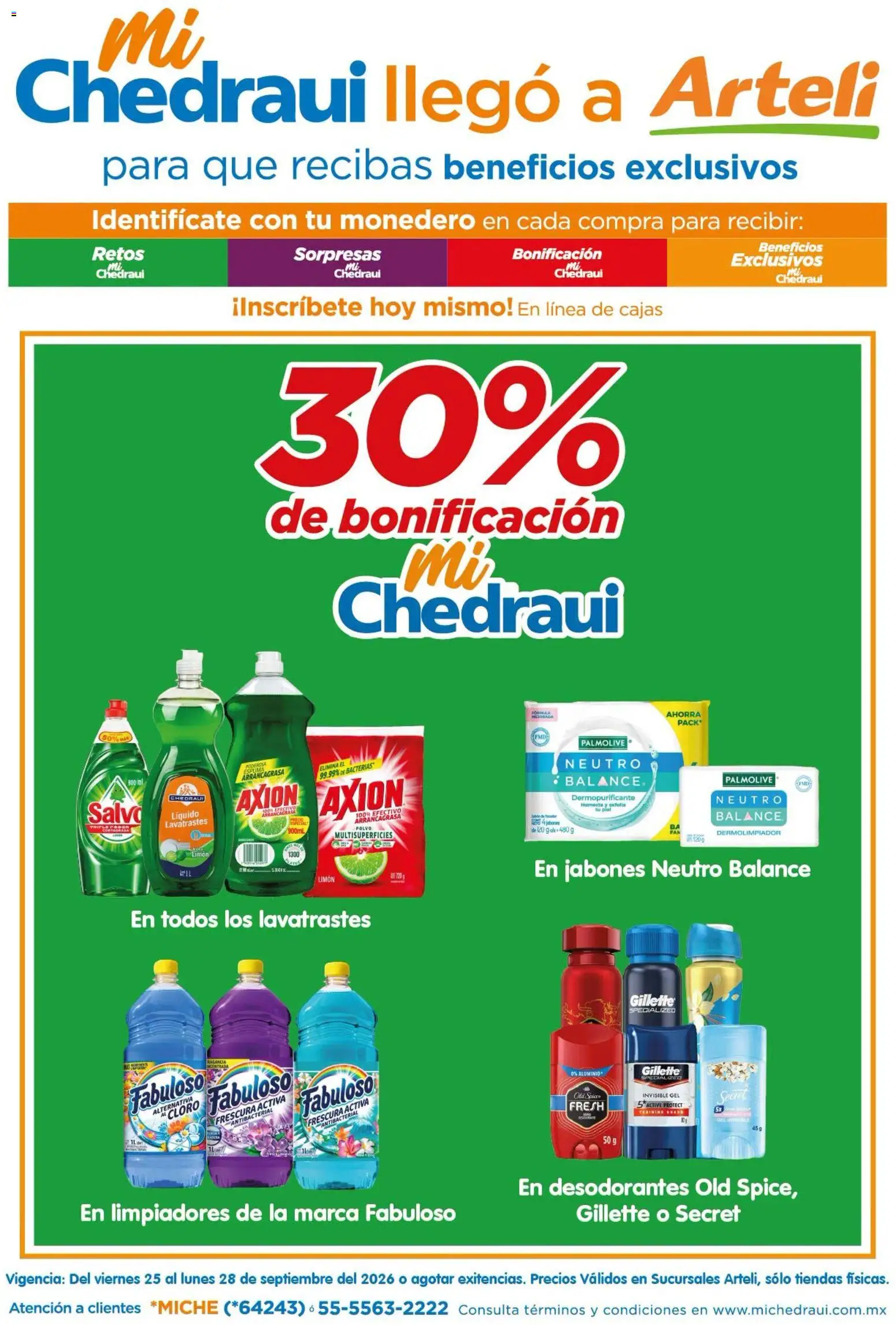 Nuevas ofertas de Arteli válidas en toda la República Mexicana desde el 25/09/2026. ¡Encuentra las mejores ofertas en Arteli folleto Mi Chedraui! | Página: 2 | Productos: Monedero, Limón, Cloro, Polvo