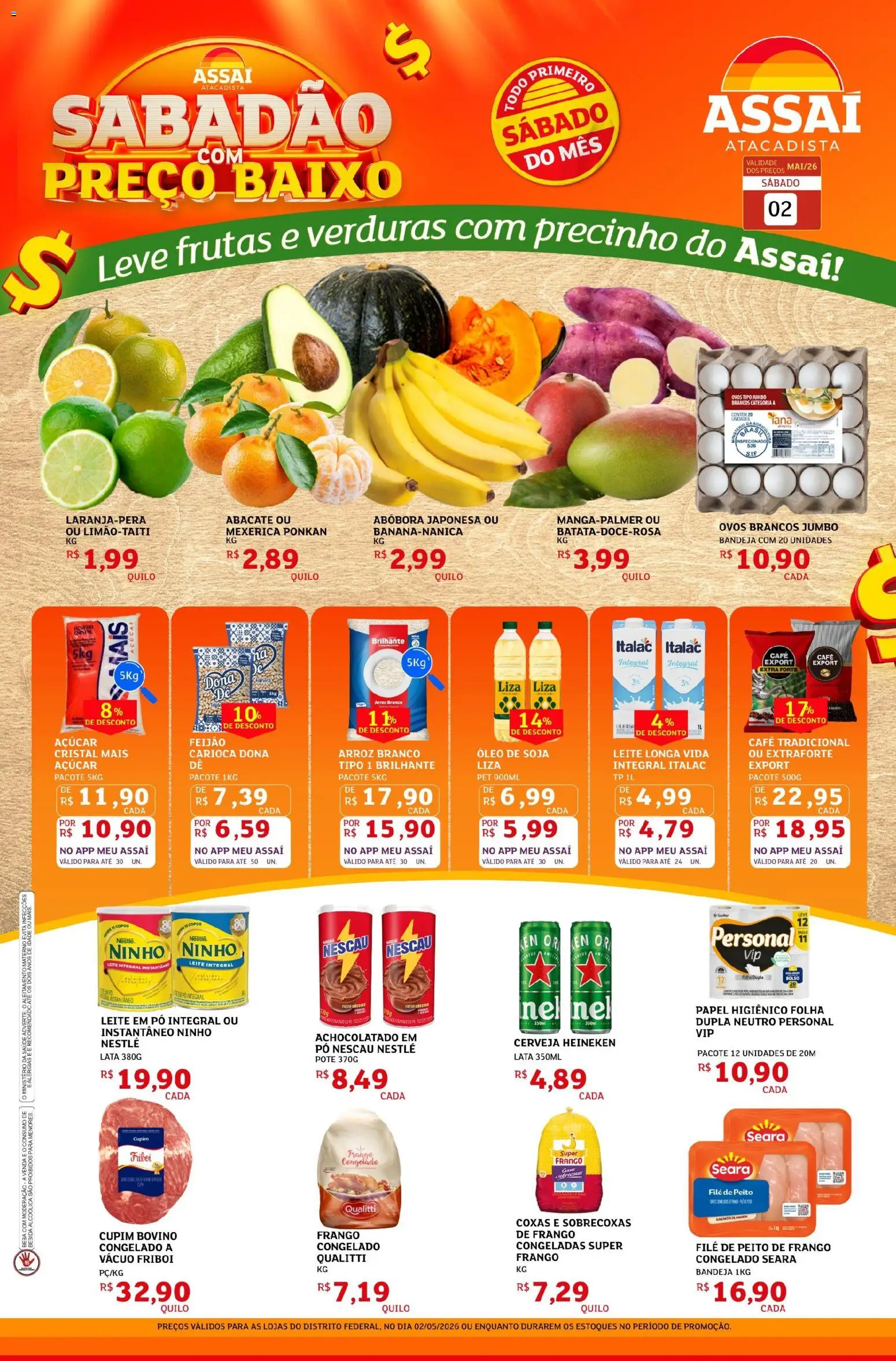 Assaí Atacadista Folheto - válido de 02.05.2026 | Página: 1 | Produtos: Pó, Nescau, Cerveja, Bandeja