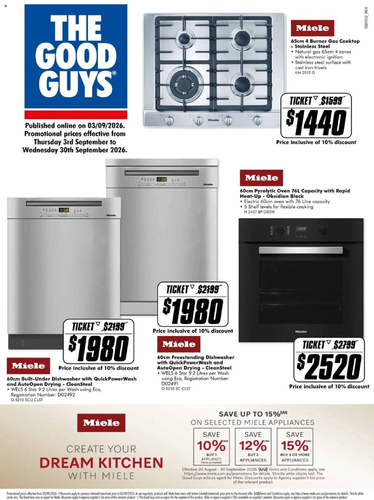 The Good Guys catalogue - valid from 03/09/2026 | Page: 2 | Products: Shelf, Appliance, Cooktop, Dishwasher