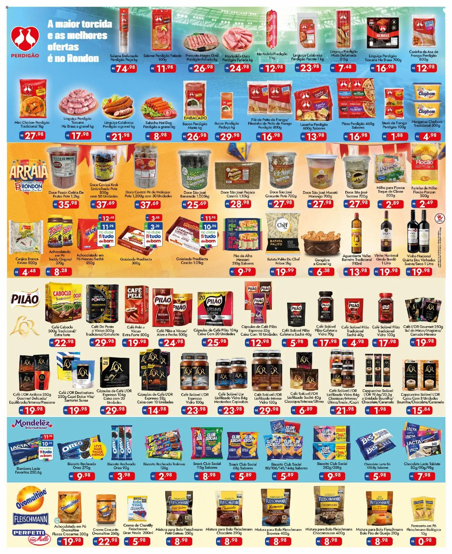 Supermercados Rondon Folheto - válido de 12.06.2026 | Página: 3 | Produtos: Nescau, Achocolatado, Salsicha, Café