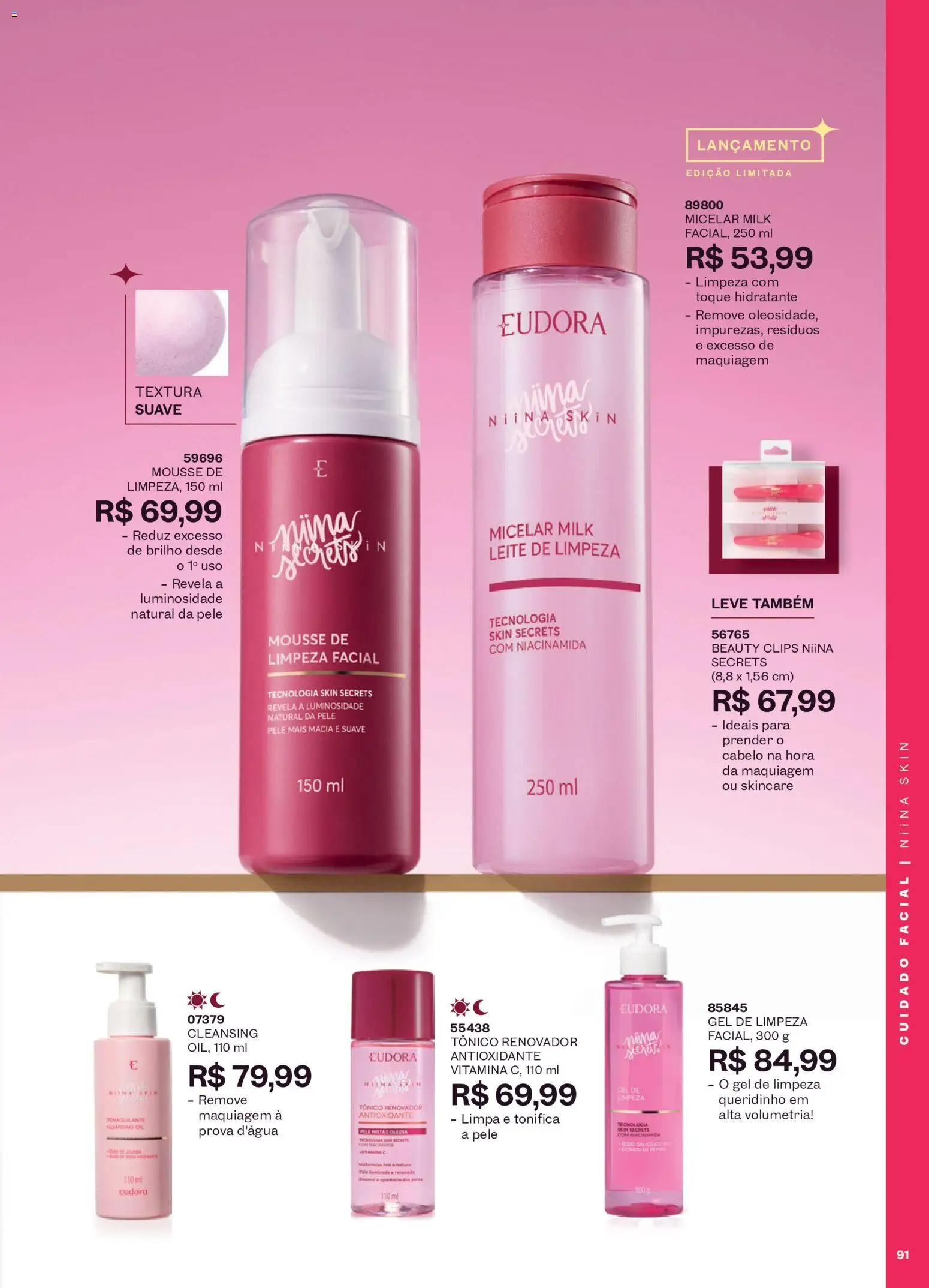 Eudora Folheto - válido de 16/09/2026 | Página: 94 | Produtos: Mousse, Maquiagem, Leite, Gel de limpeza