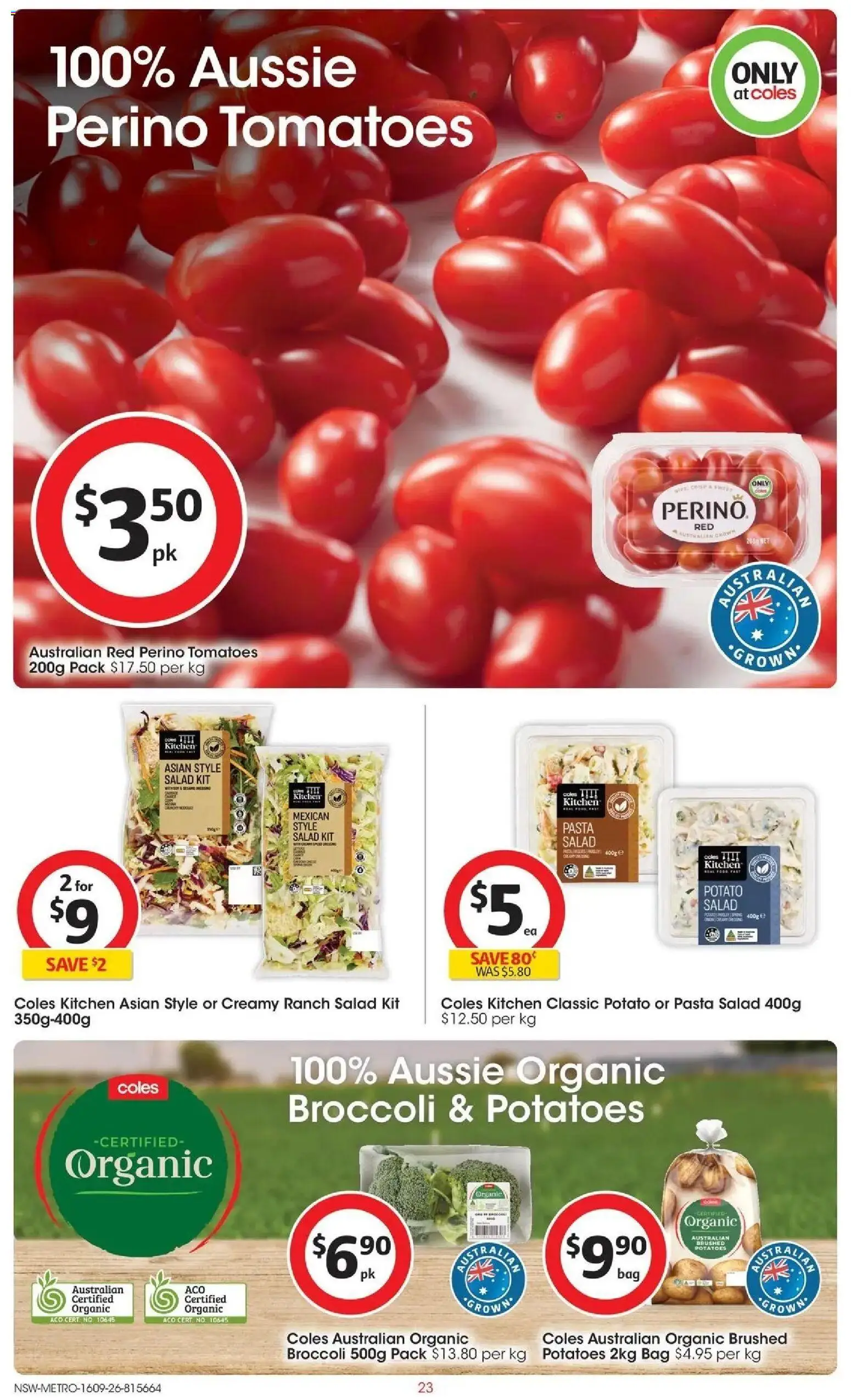 Coles catalogue - valid from 16/09/2026 | Page: 23 | Products: Potato salad, Pasta, Salad, Potatoes