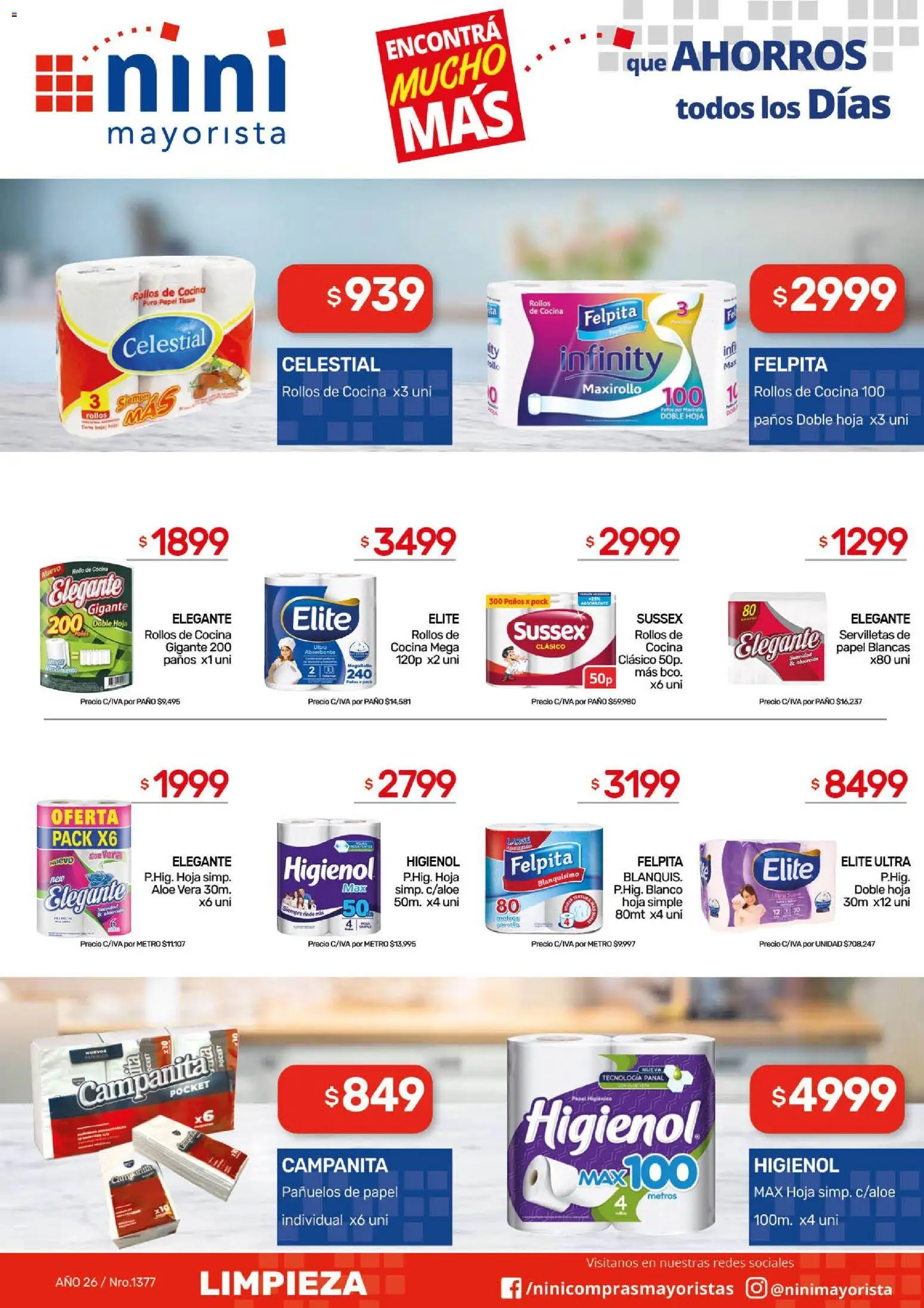 NINI Mayorista catálogo │ válido desde el 14/09/2026 | Página: 9 | Productos: Pañuelos de papel, Papel higiénico, Cocina, Huevos