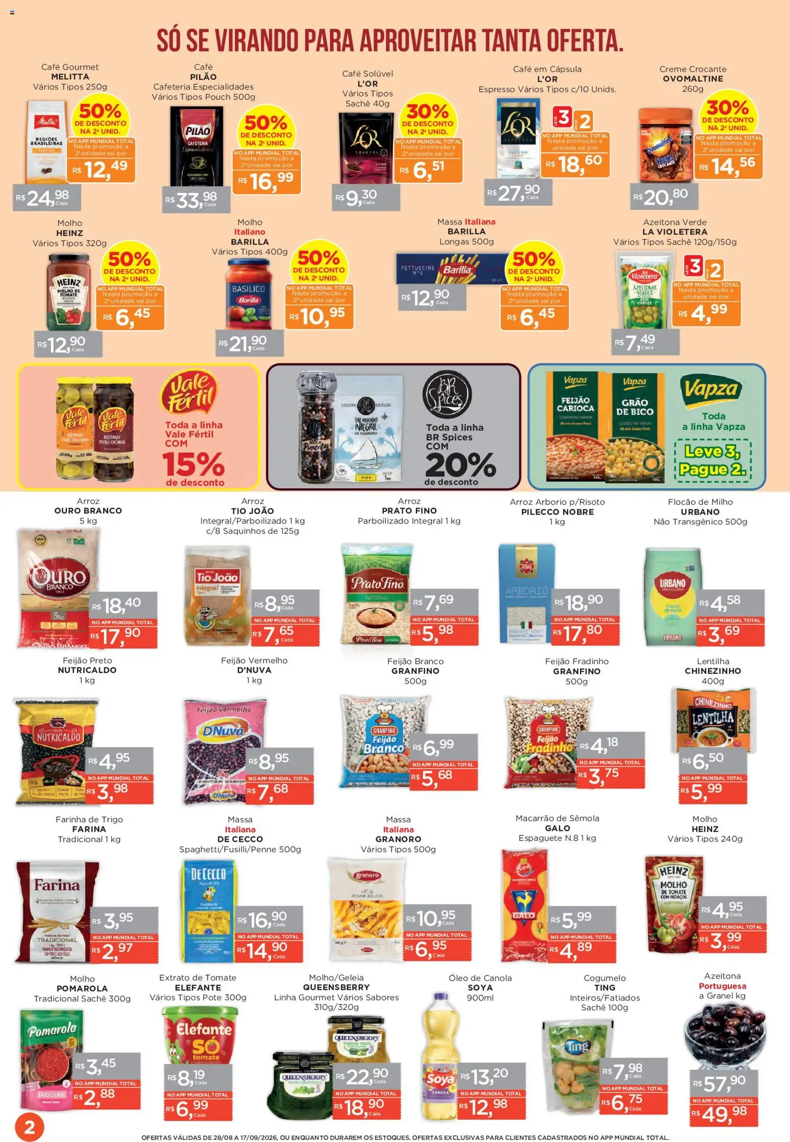 Mundial Folheto - válido de 20/08/2026 | Página: 4 | Produtos: Feijão, Óleo de canola, Farinha, Massa