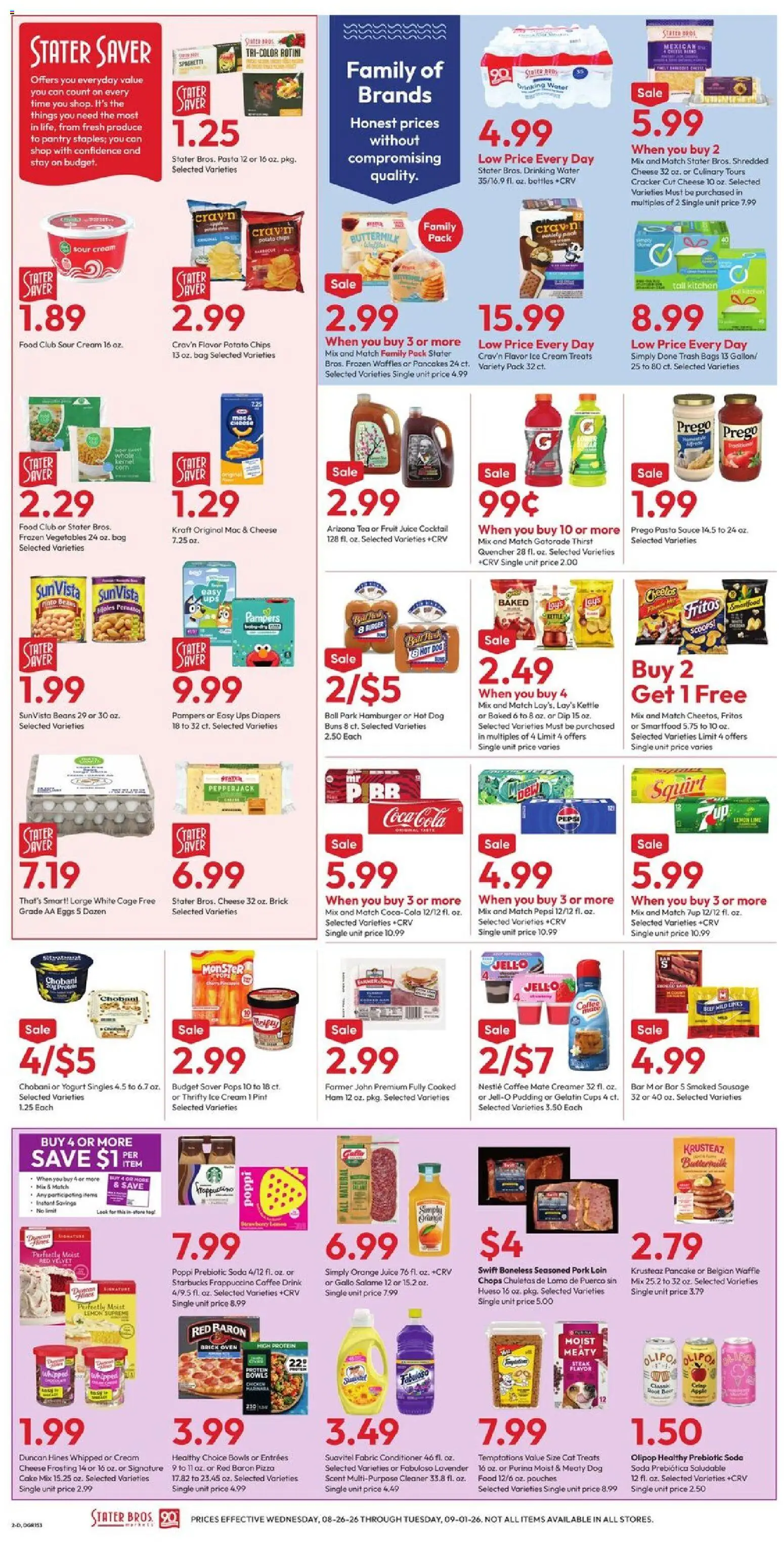 Stater Bros Weekly Ad - valid from 08/26/2026 | Page: 2 | Products: Yogurt, Juice, Water, Pepsi