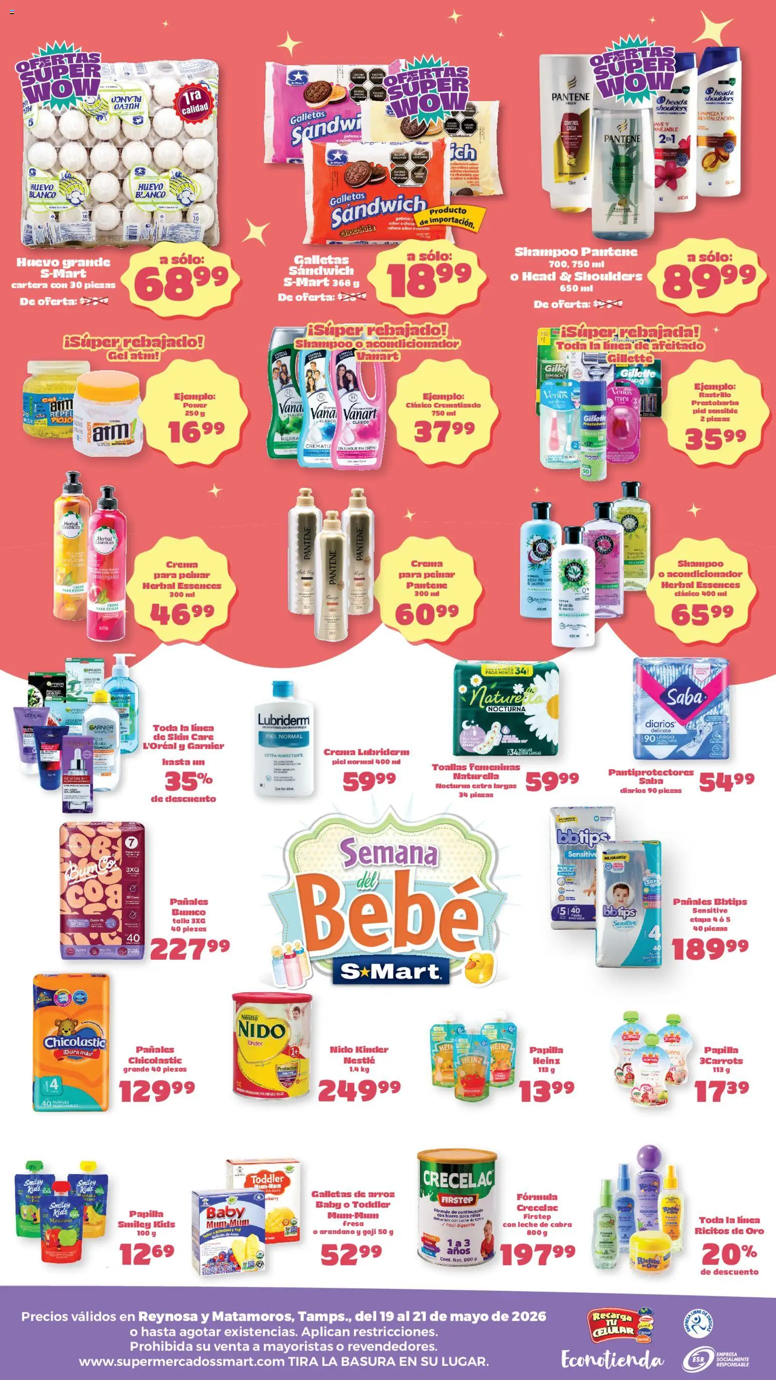 Nuevas ofertas de S-Mart válidas en toda la República Mexicana desde el 19.05.2026. ¡Encuentra las mejores ofertas en S-Mart folleto Ofertas de feria Reynosa! | Página: 2 | Productos: Leche, Galletas, Toallas, Acondicionador