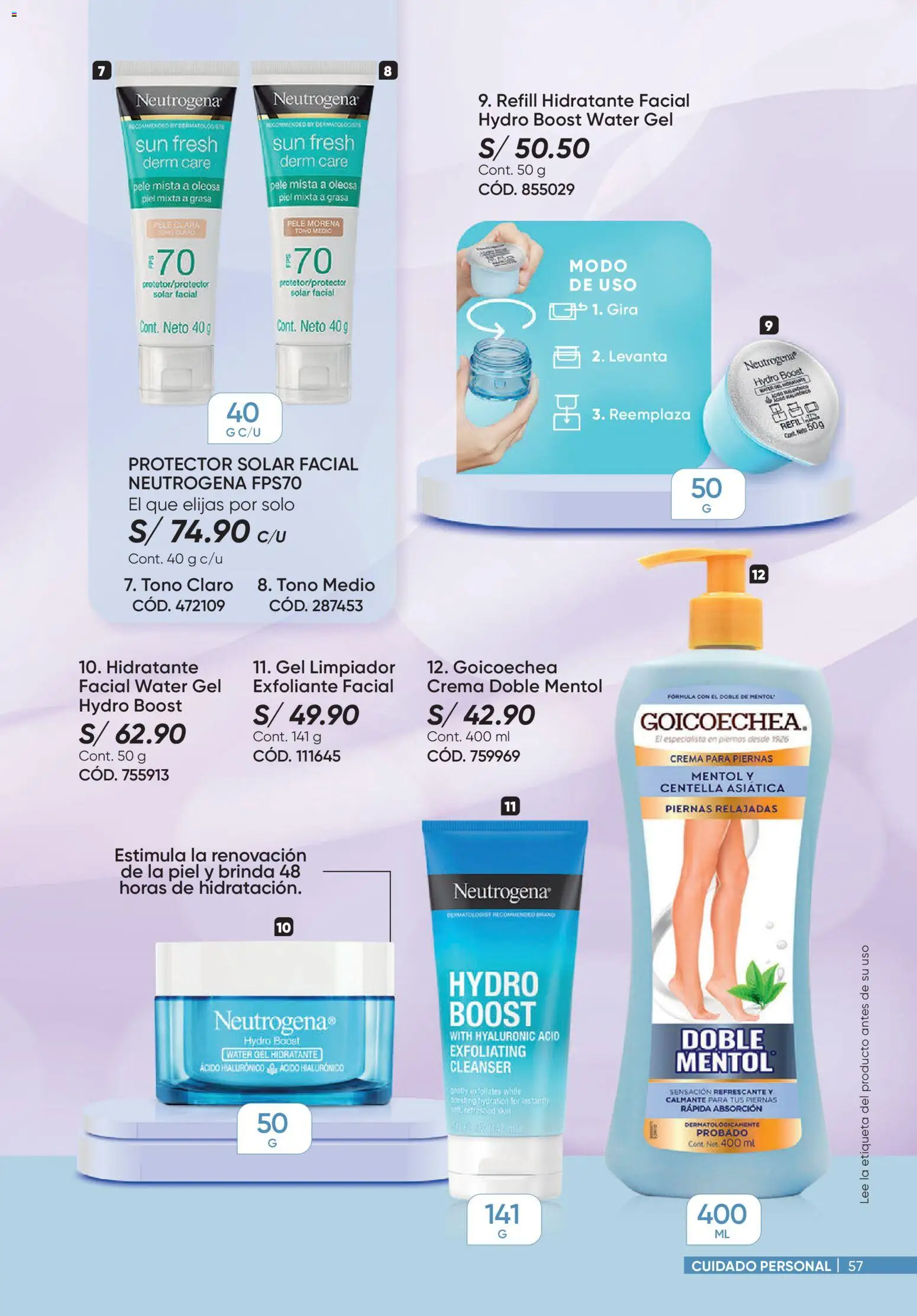 Catálogo Azzorti válido desde 14/08/2026 | Página: 57 | Productos: Exfoliante, Protector solar, Crema