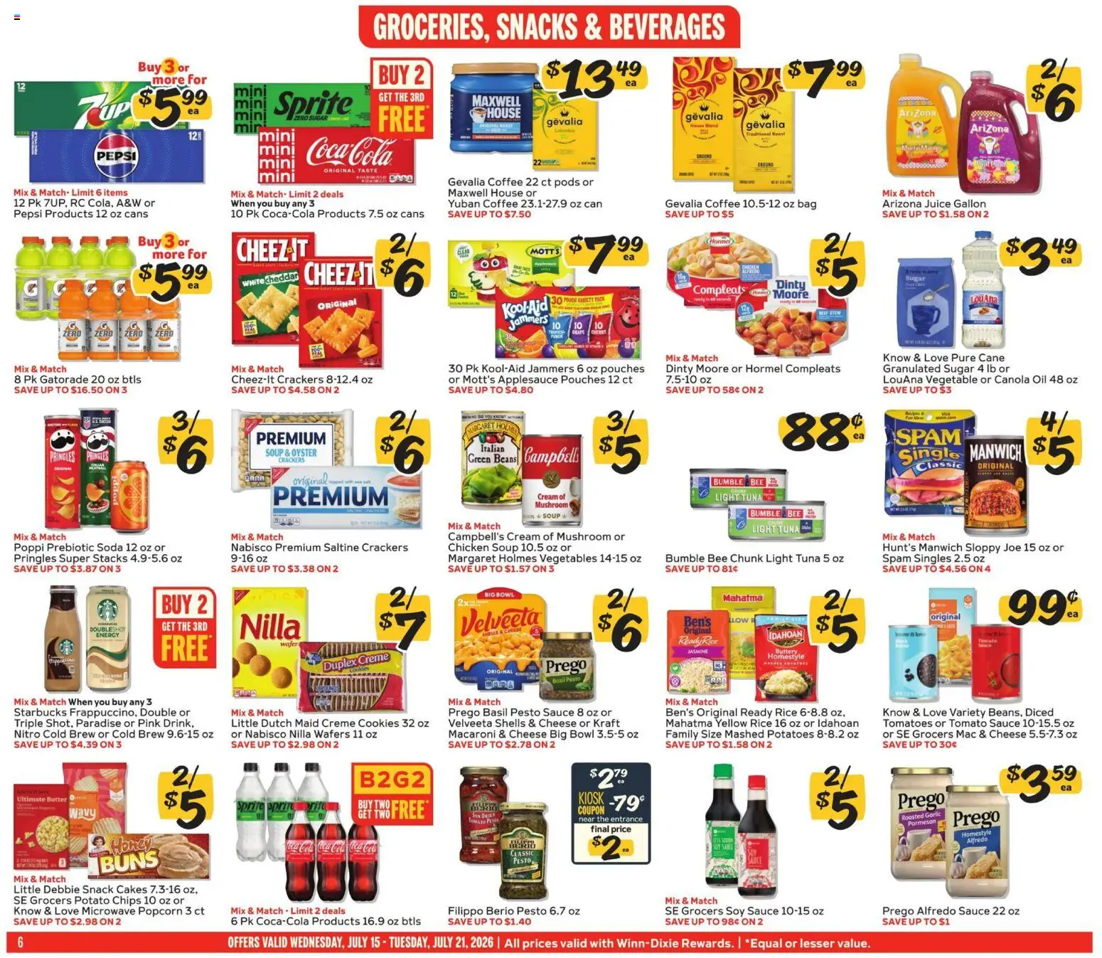 Winn Dixie Weekly Ad - valid from 07/15/2026 | Page: 6 | Products: Butter, Juice, Rice, Vegetables
