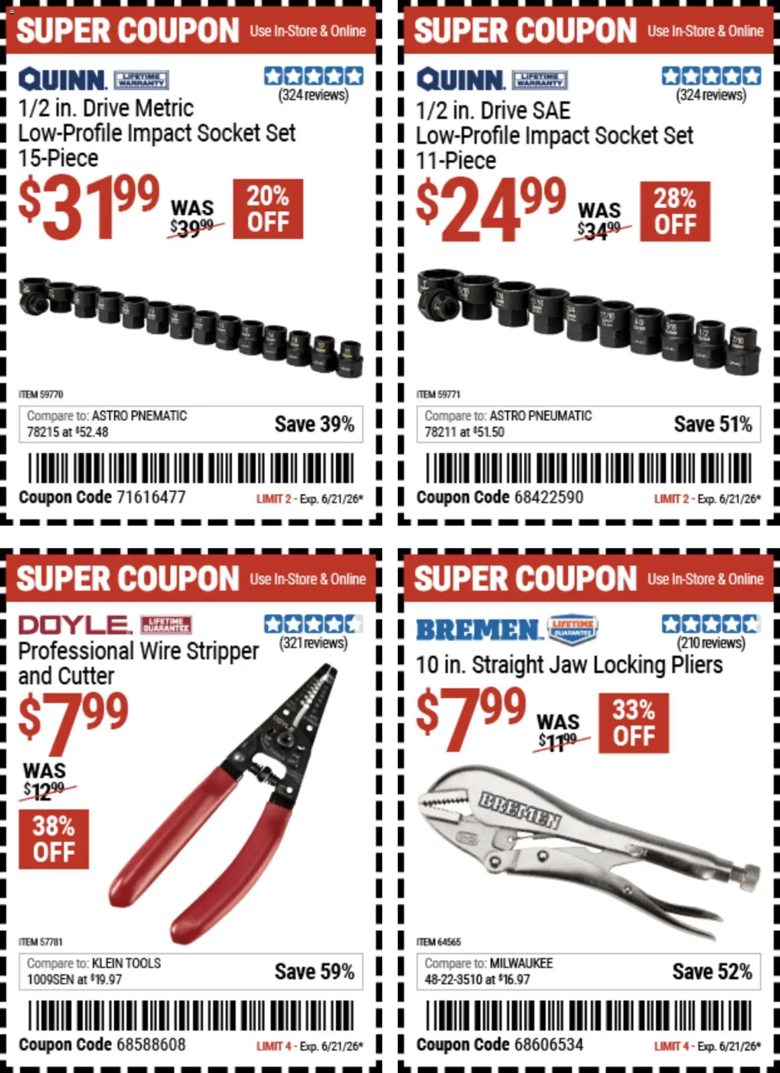 Harbor Freight Weekly Ad - valid from 08.06.2026 | Page: 1 | Products: Pneumatic, Socket, Wire, Cutter