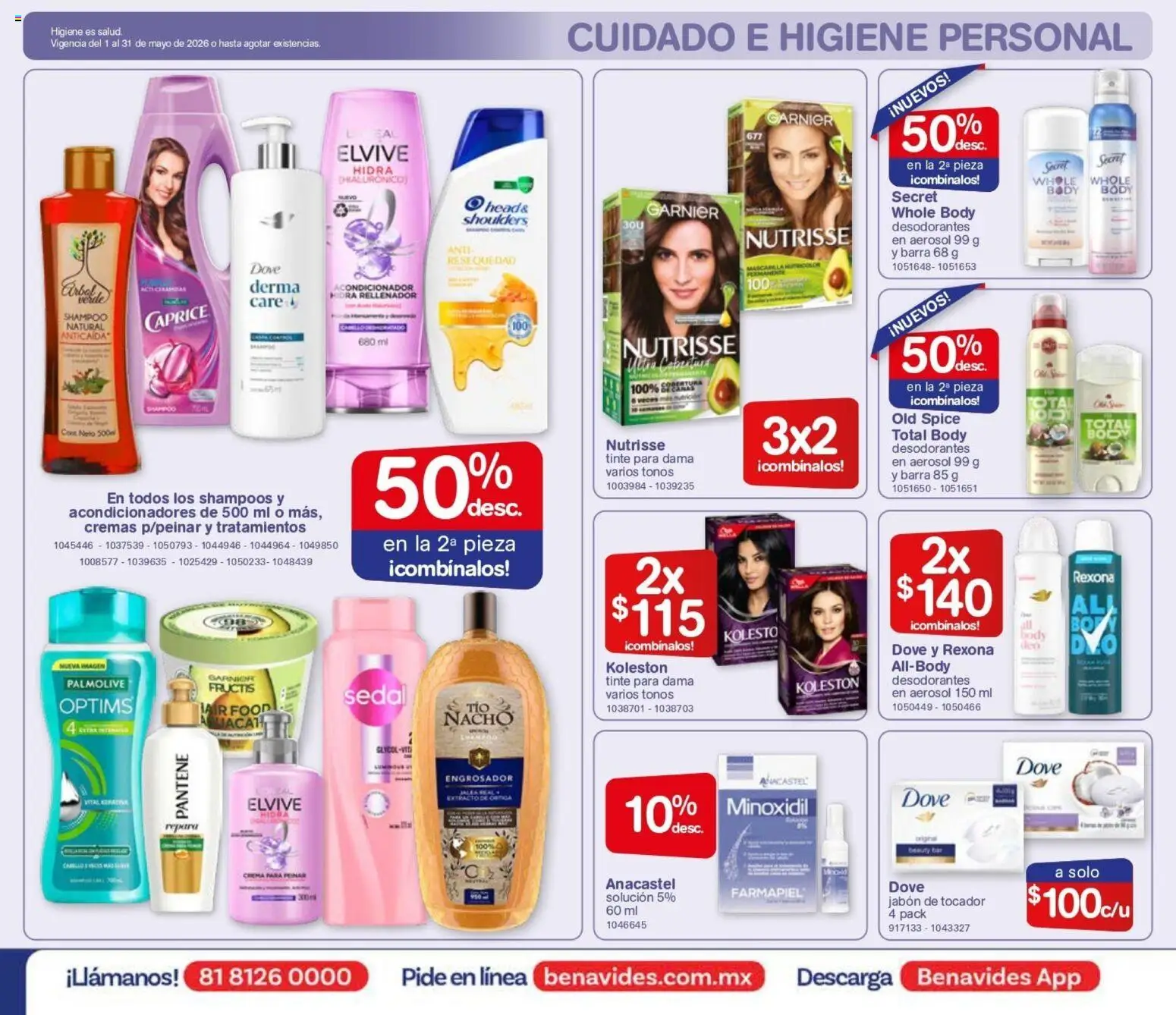 Nuevas ofertas de Farmacia Benavides válidas en toda la República Mexicana desde el 01.05.2026. ¡Encuentra las mejores ofertas en Farmacia Benavides catálogo! | Página: 21 | Productos: Crema, Barra, Acondicionador, Jabón