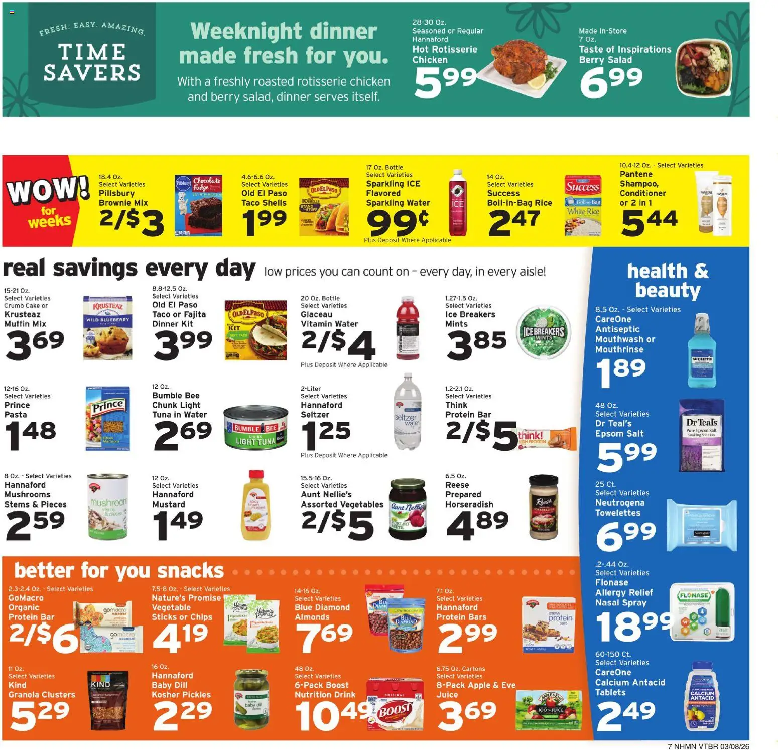Hannaford Weekly Ad - valid from 08.03.2026 | Page: 9 | Products: Mushrooms, Chocolate, Pasta, Chips