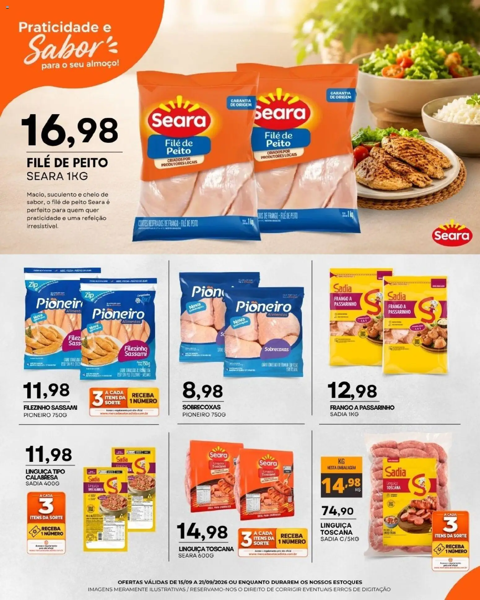 Mercadão Atacadista Folheto - válido de 15/09/2026 | Página: 2 | Produtos: Linguiça, Alimentos, Frango