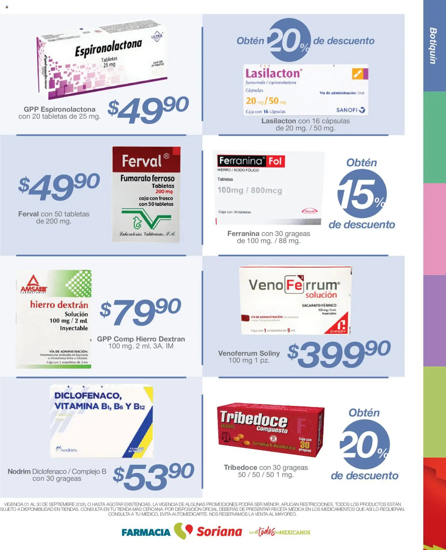 Nuevas ofertas de Soriana válidas en toda la República Mexicana desde el 01/09/2026. ¡Encuentra las mejores ofertas en Soriana Folleto Farmacia Soriana Híper Nacional! | Página: 3 | Productos: Frasco, Cápsulas, Caja