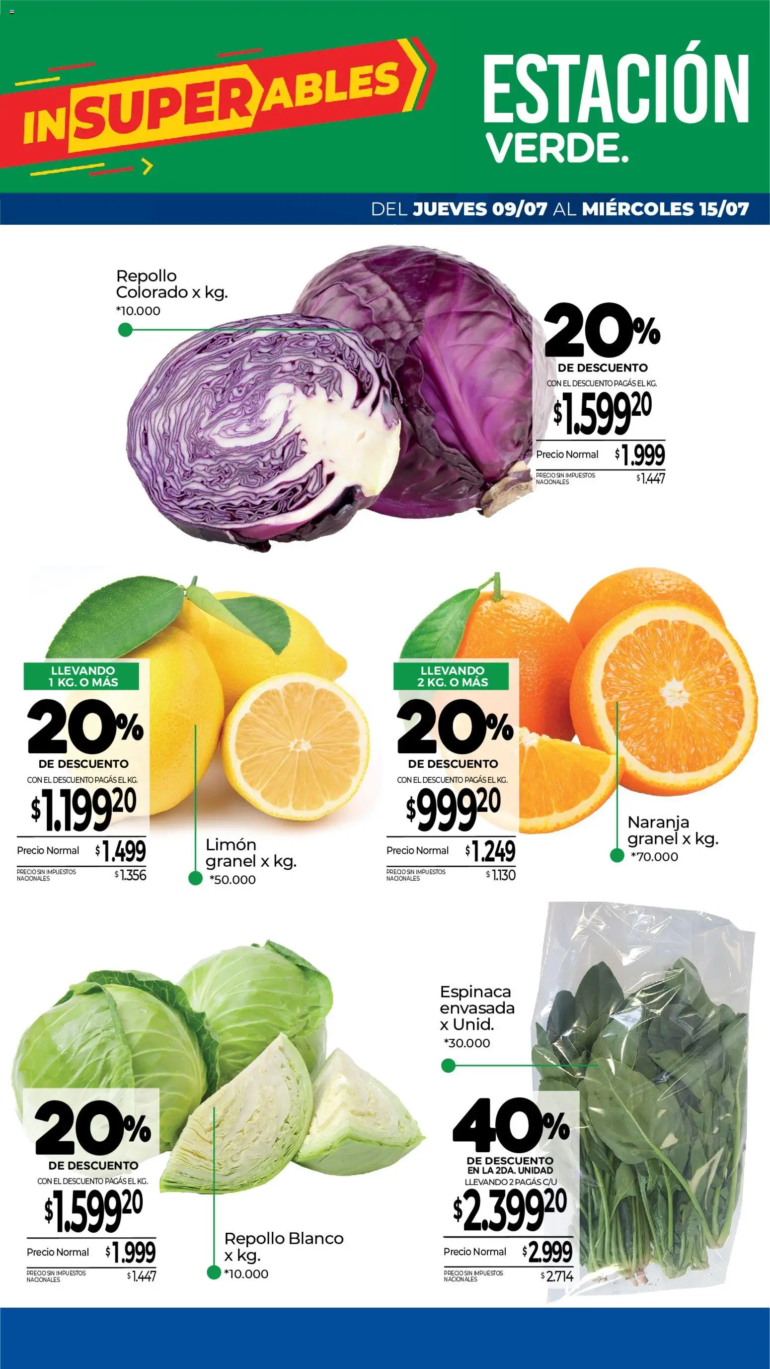 La Anonima catálogo │ válido desde el 09/07/2026 | Página: 5 | Productos: Limón, Repollo, Espinaca