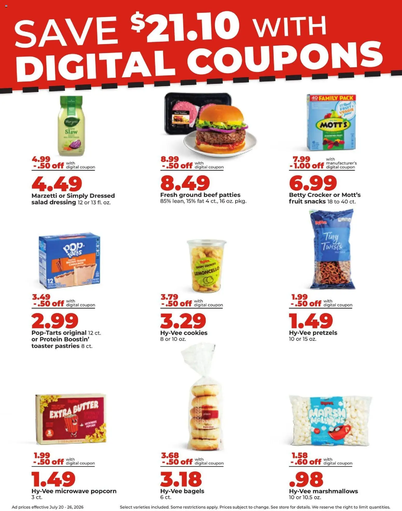 HyVee Weekly Ad - valid from 07/20/2026 | Page: 7 | Products: Toaster, Butter, Beef, Salad