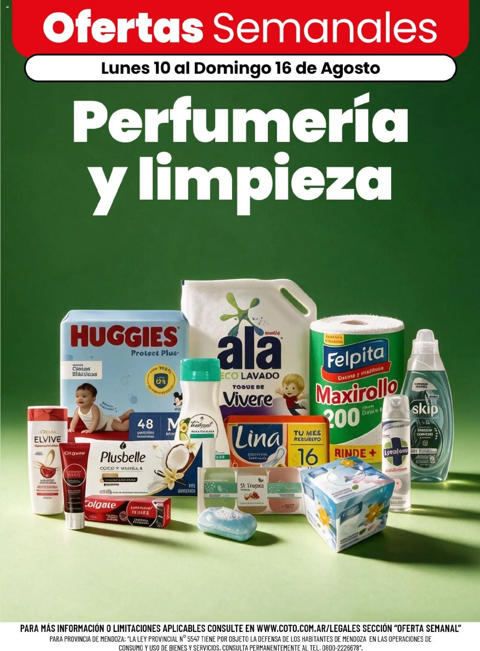 Coto - Perfumería y limpieza │ válido desde el 10/08/2026 | Página: 1 | Productos: Coco, Detergente líquido, Jabón, Pasta dental