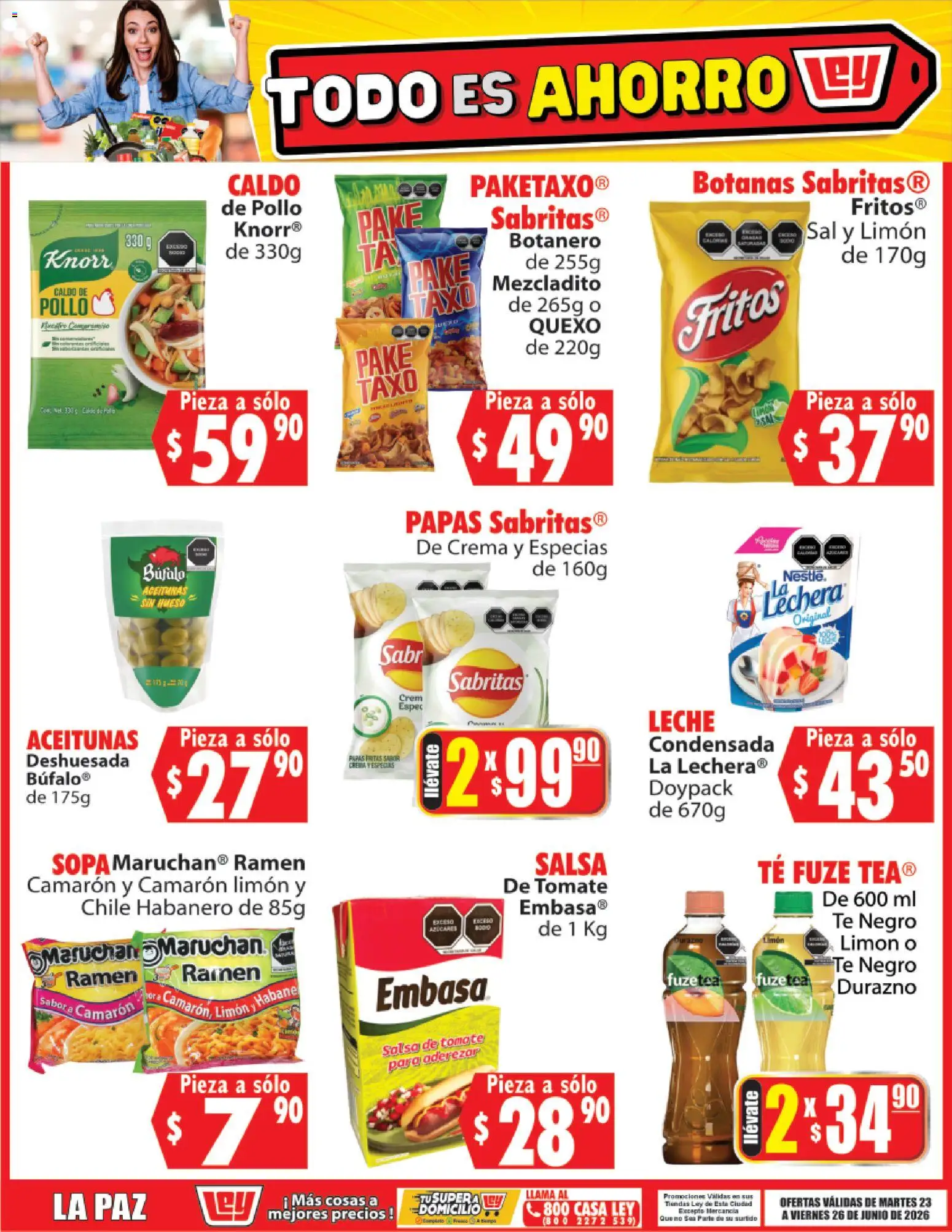 Nuevas ofertas de Casa Ley válidas en toda la República Mexicana desde el 23/06/2026. ¡Encuentra las mejores ofertas en Casa Ley folleto Todo es ahorro! | Página: 4 | Productos: Aceitunas, Crema, Tomate, Leche