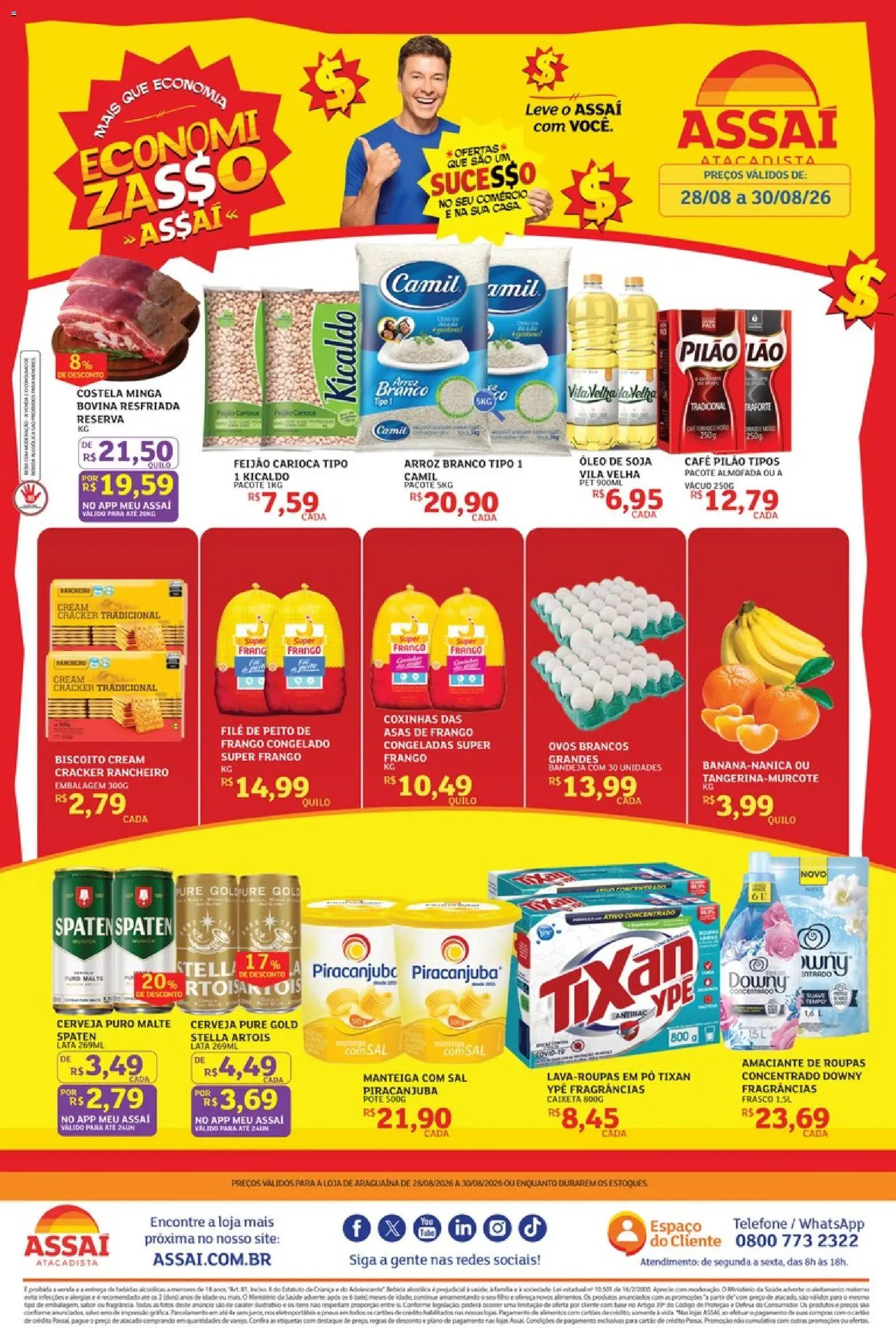 Assaí Atacadista Folheto - válido de 28/08/2026 | Página: 1 | Produtos: Feijão, Pó, Óleo, Soja