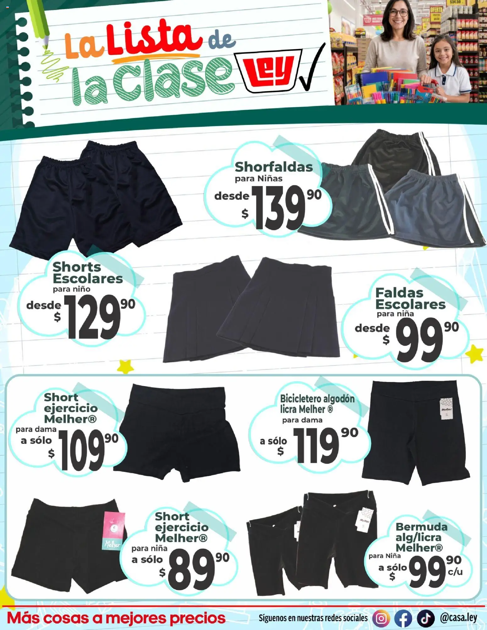 Nuevas ofertas de Casa Ley válidas en toda la República Mexicana desde el 27/08/2026. ¡Encuentra las mejores ofertas en Casa Ley folleto La Lista de la Clase! | Página: 9 | Productos: Faldas, Algodón, Short, Bermuda