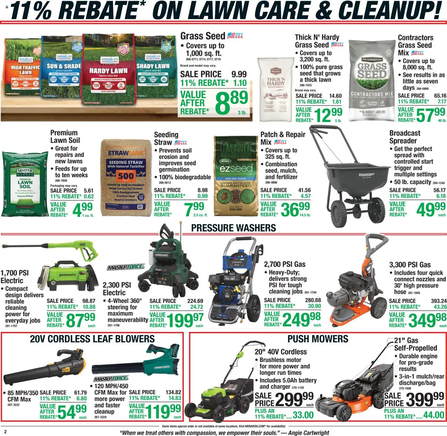 Menards - Weekly Ad - valid from 08/26/2026 | Page: 2 | Products: Soil, Battery, Fertilizer, Lawn soil