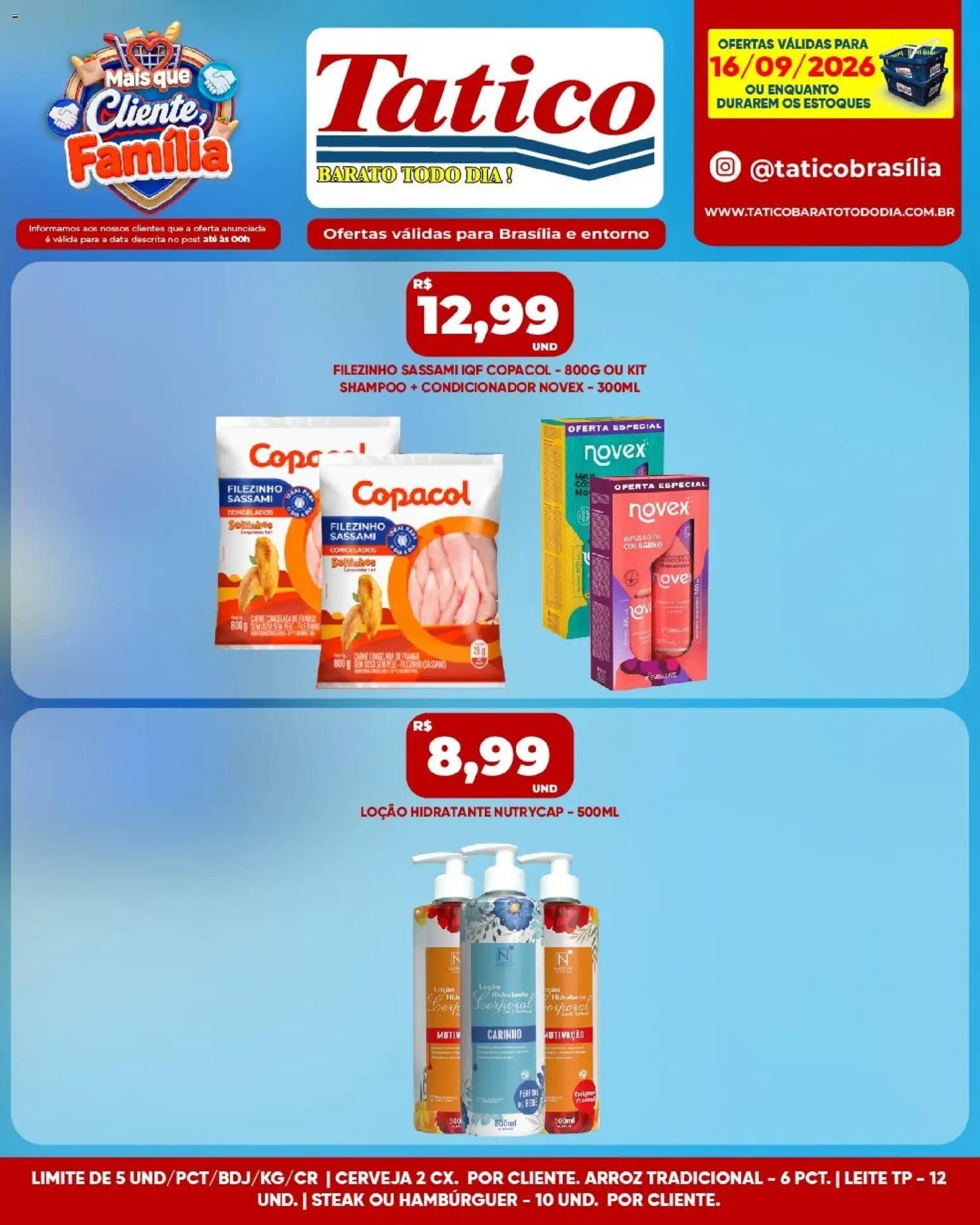 Tatico Folheto - válido de 16/09/2026 | Página: 8 | Produtos: Steak, Condicionador, Cerveja, Arroz